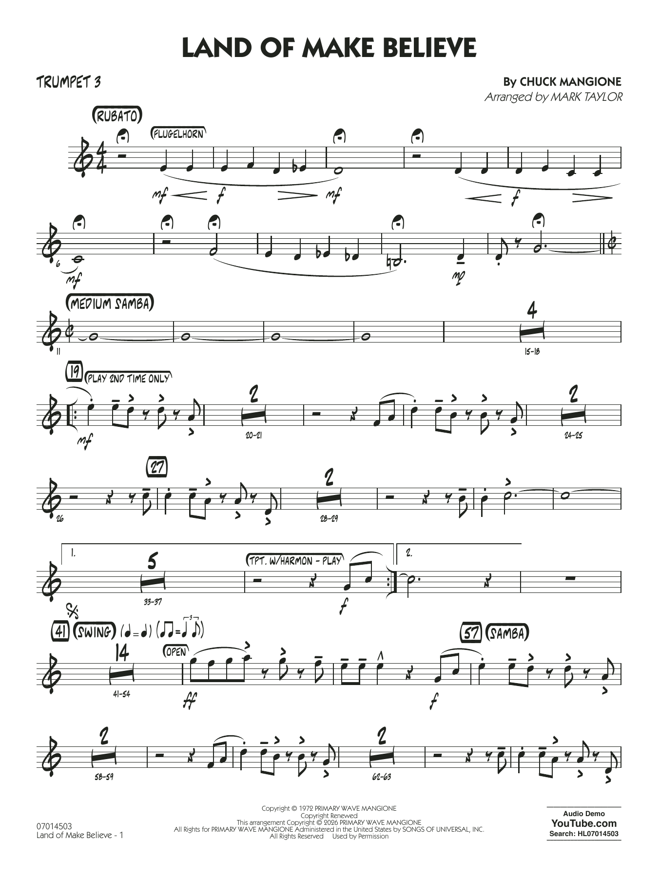 Land of Make Believe (arr. Mark Taylor) - Trumpet 3