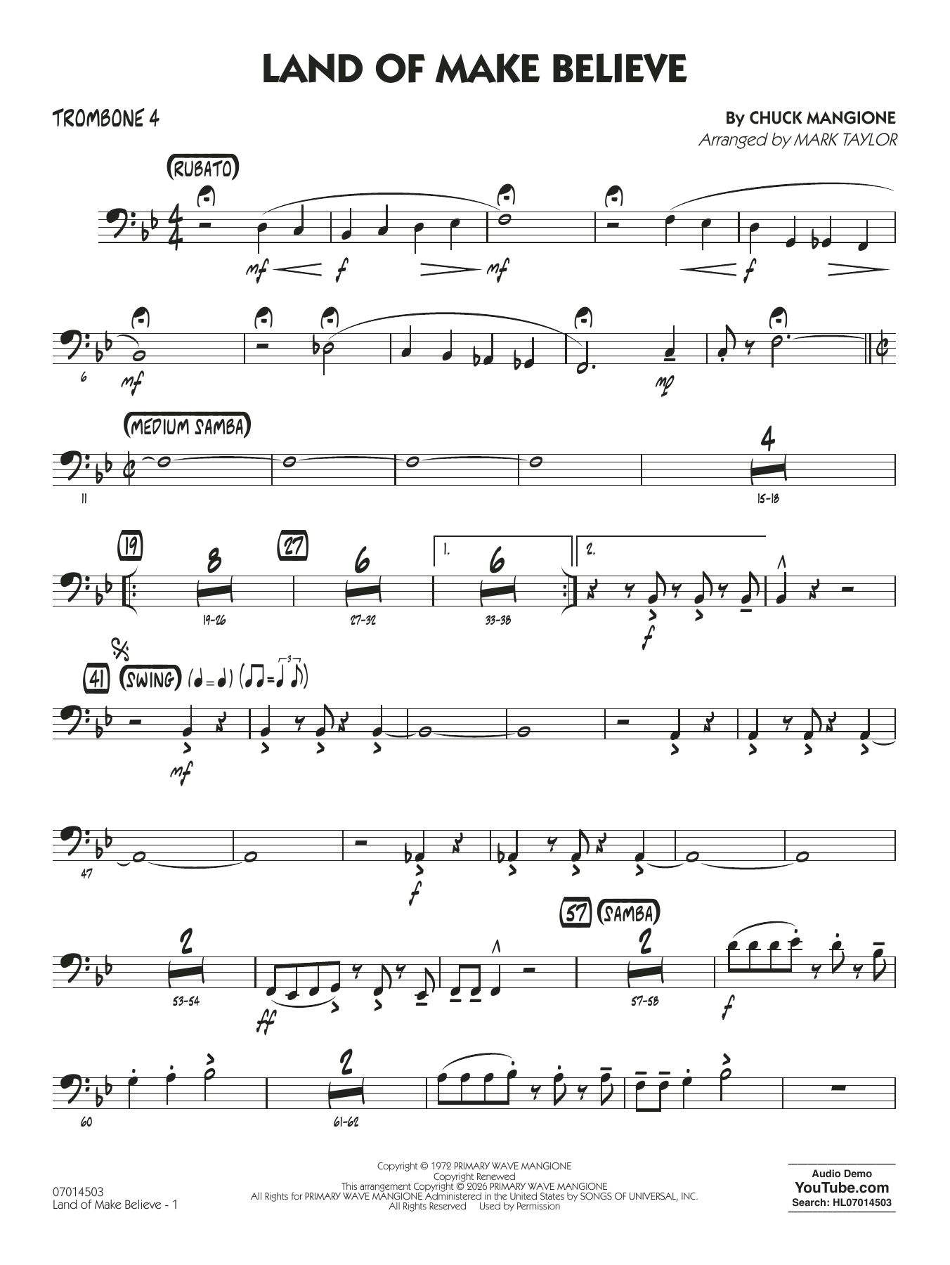 Land of Make Believe (arr. Mark Taylor) - Trombone 4