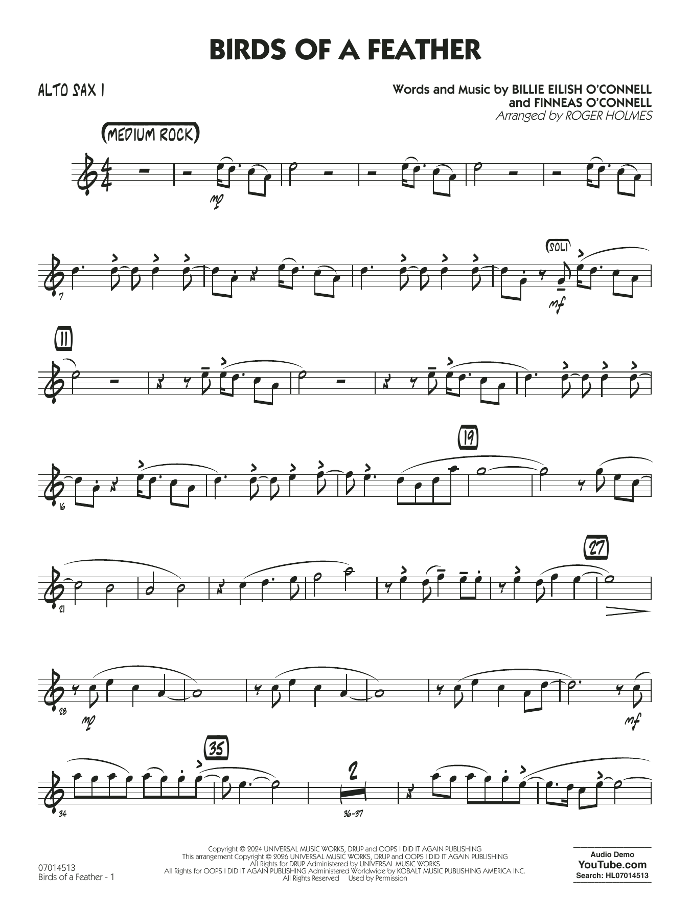 Birds of a Feather (arr. Roger Holmes) - Alto Sax 1