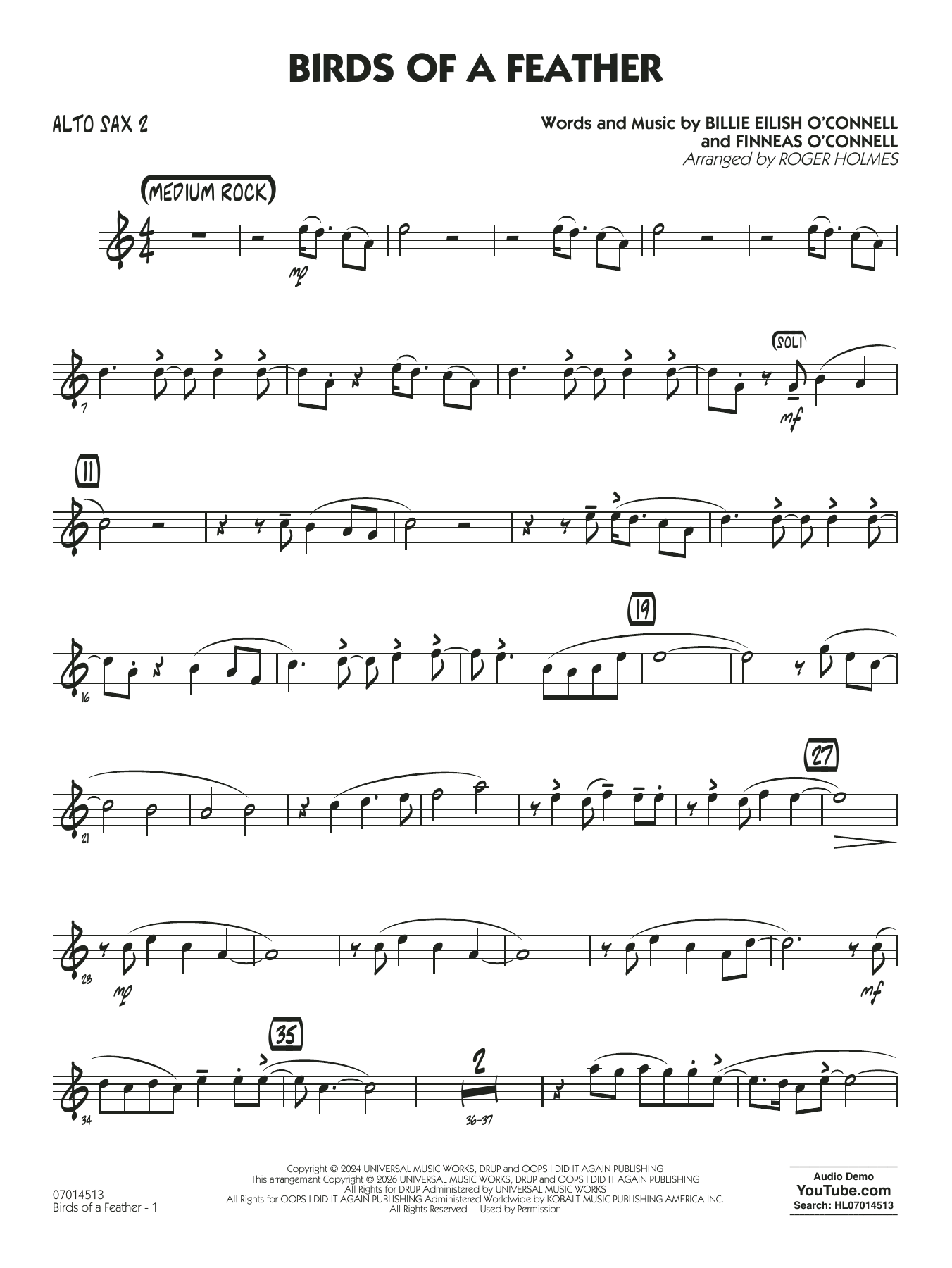 Birds of a Feather (arr. Roger Holmes) - Alto Sax 2