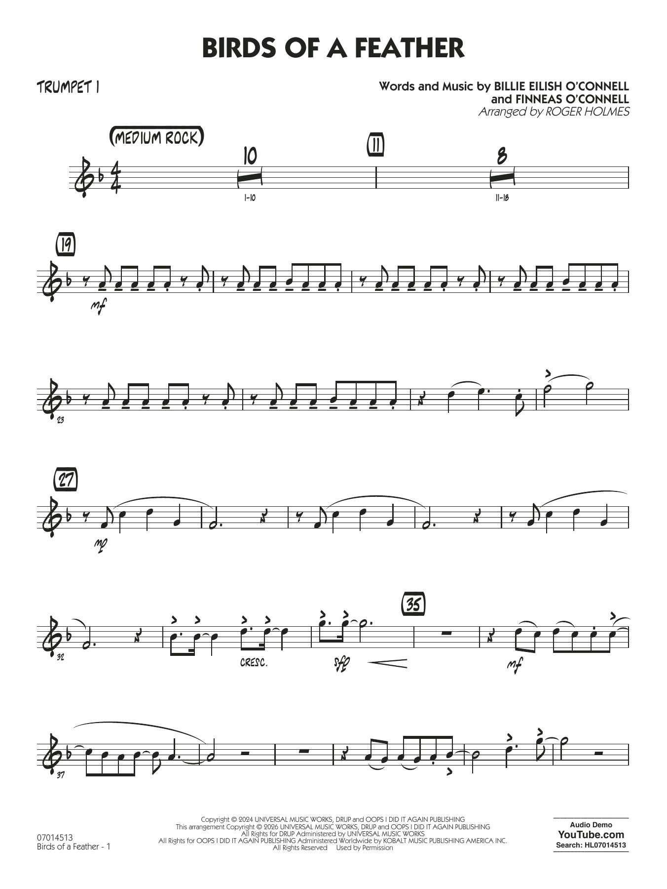 Birds of a Feather (arr. Roger Holmes) - Trumpet 1