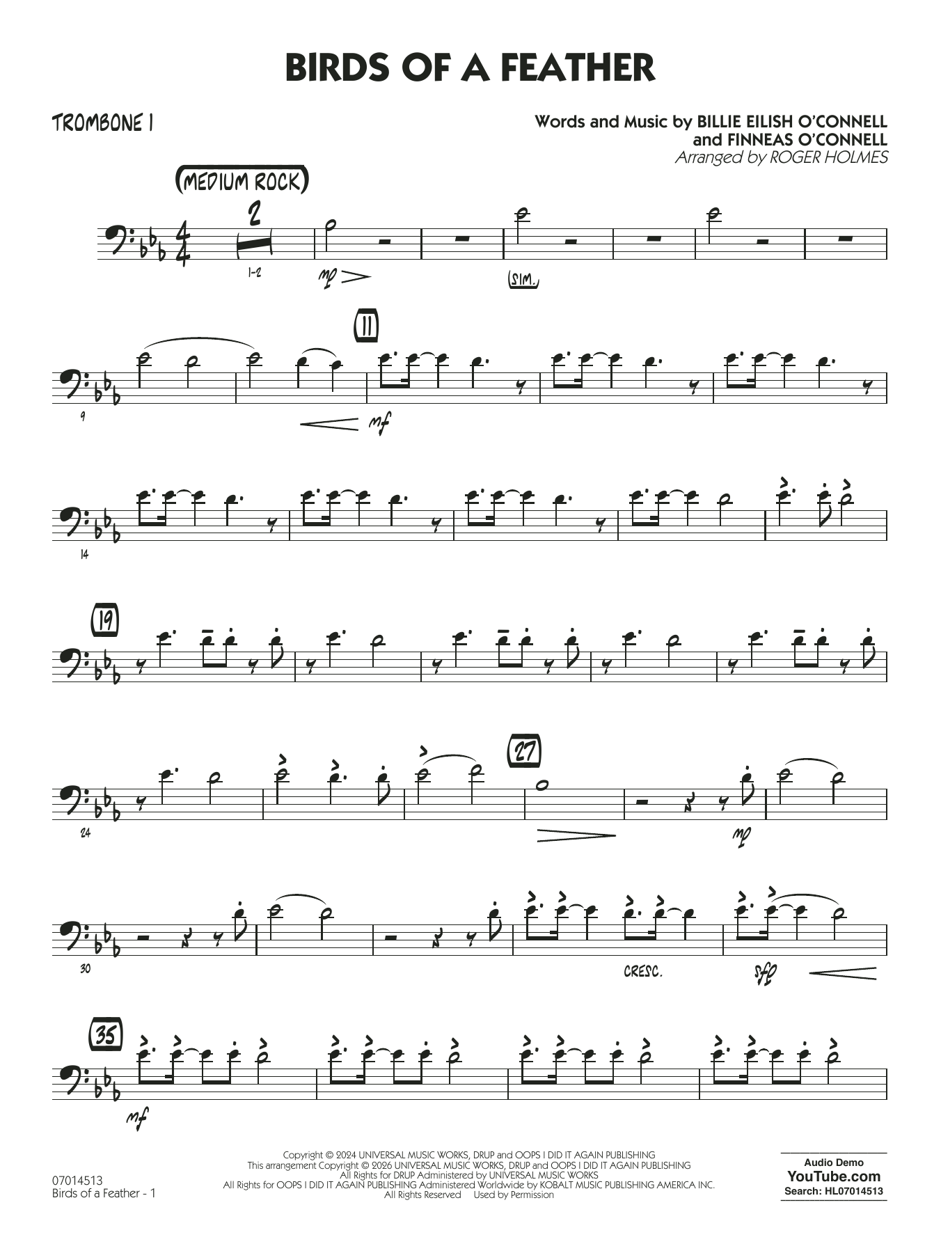 Birds of a Feather (arr. Roger Holmes) - Trombone 1