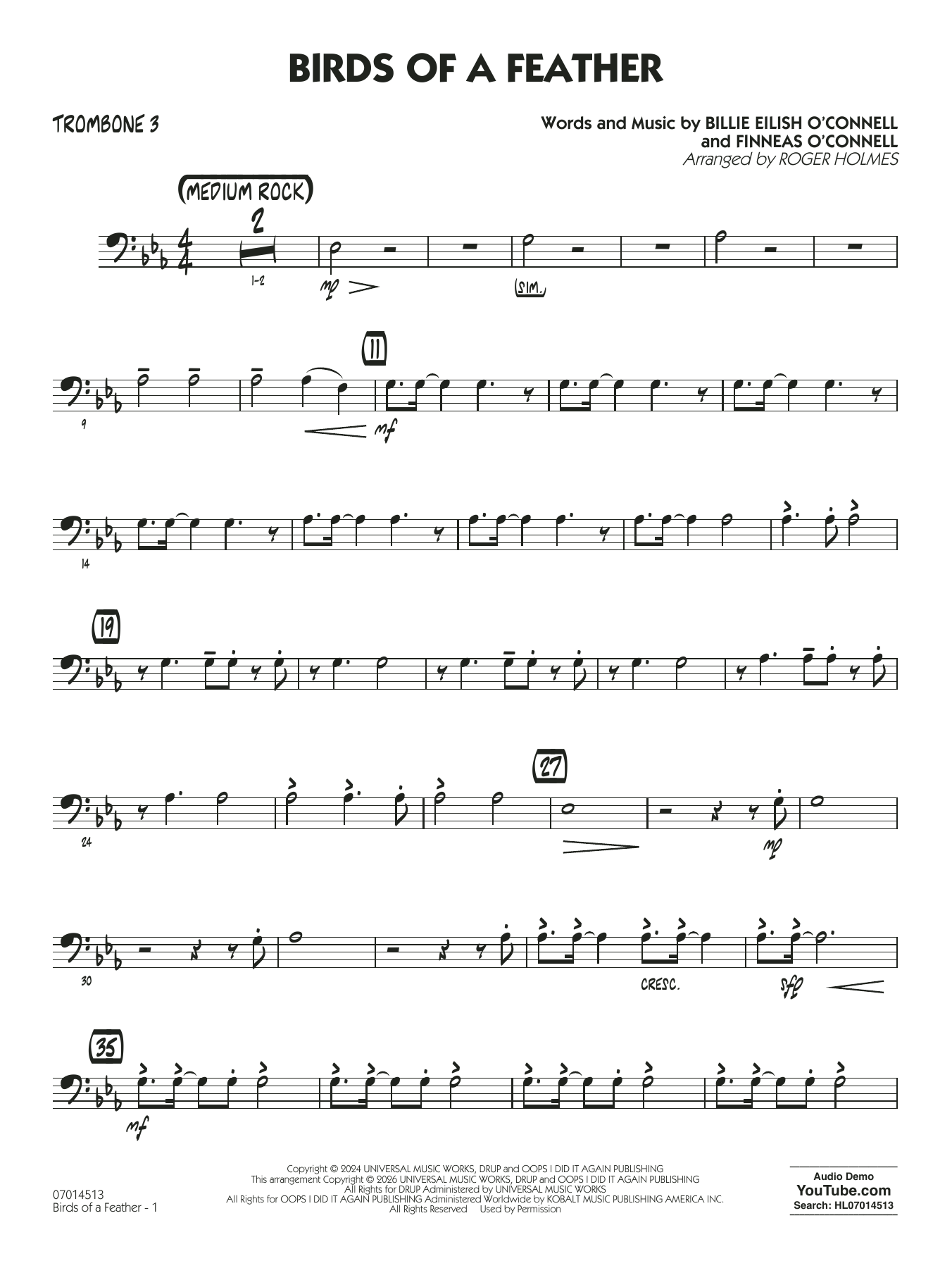 Birds of a Feather (arr. Roger Holmes) - Trombone 3