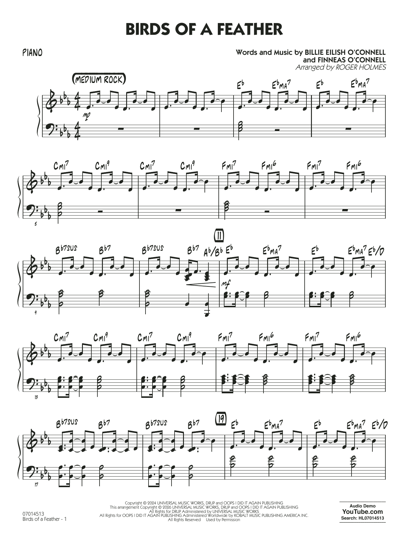 Birds of a Feather (arr. Roger Holmes) - Piano