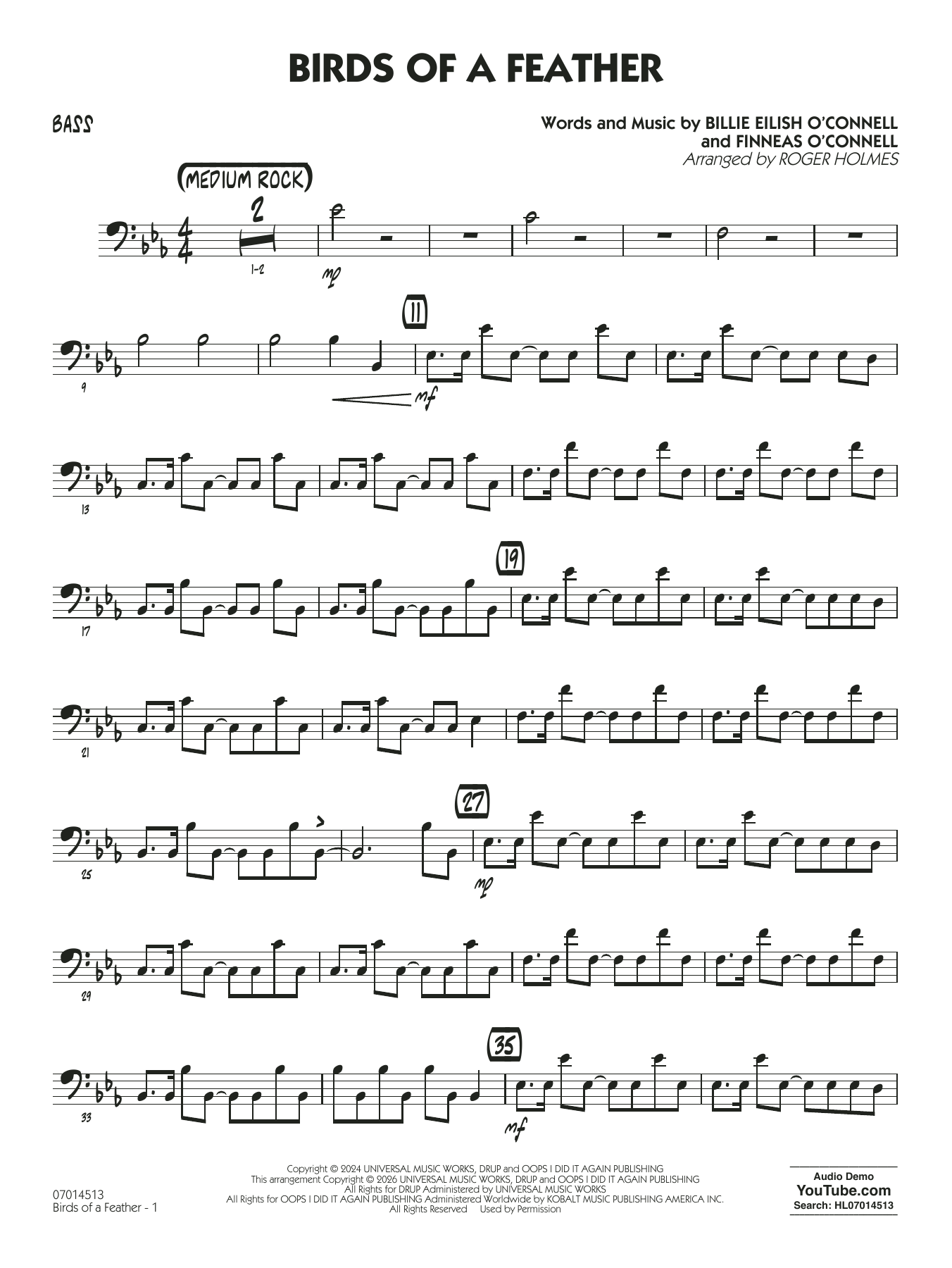 Birds of a Feather (arr. Roger Holmes) - Bass