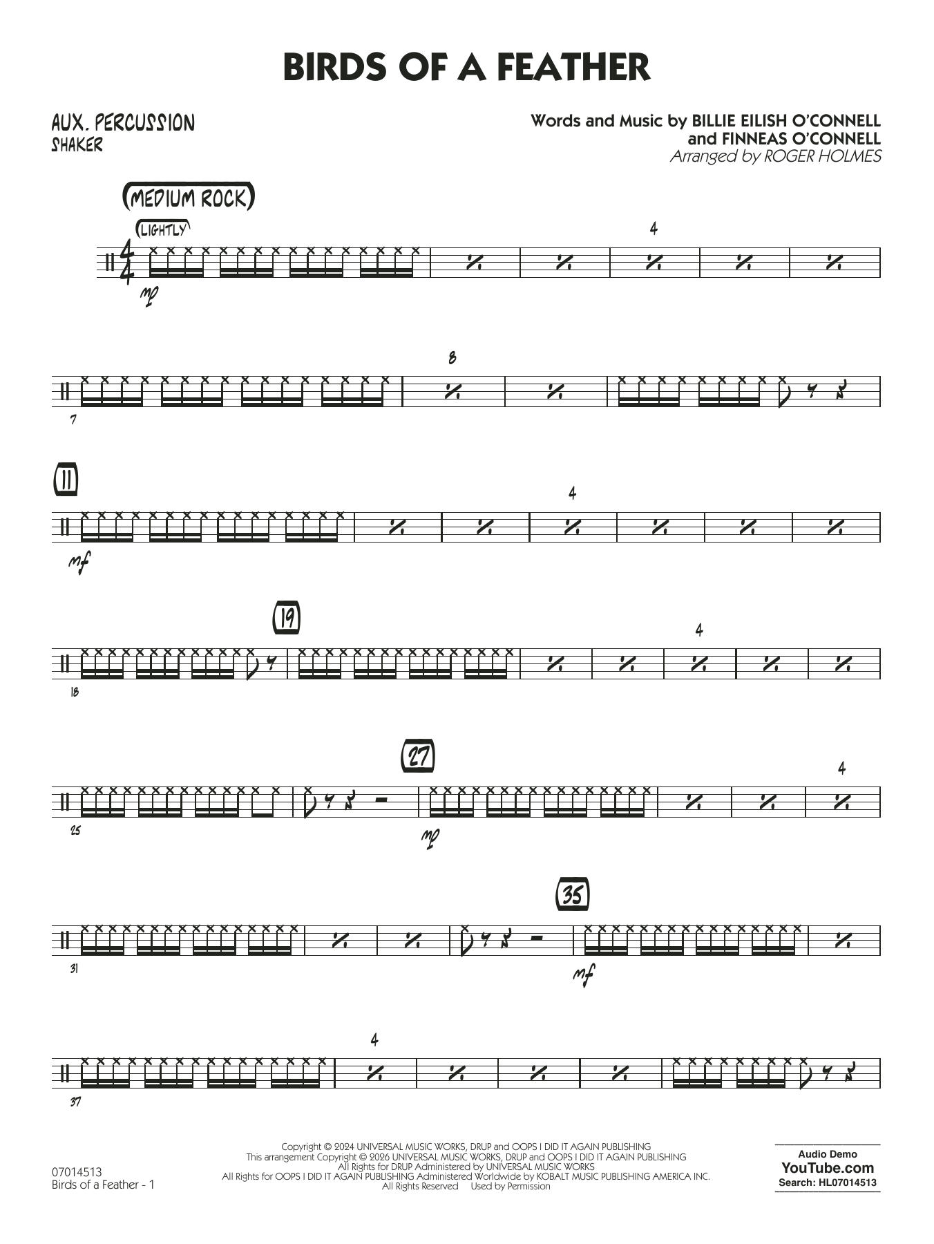 Birds of a Feather (arr. Roger Holmes) - Aux Percussion