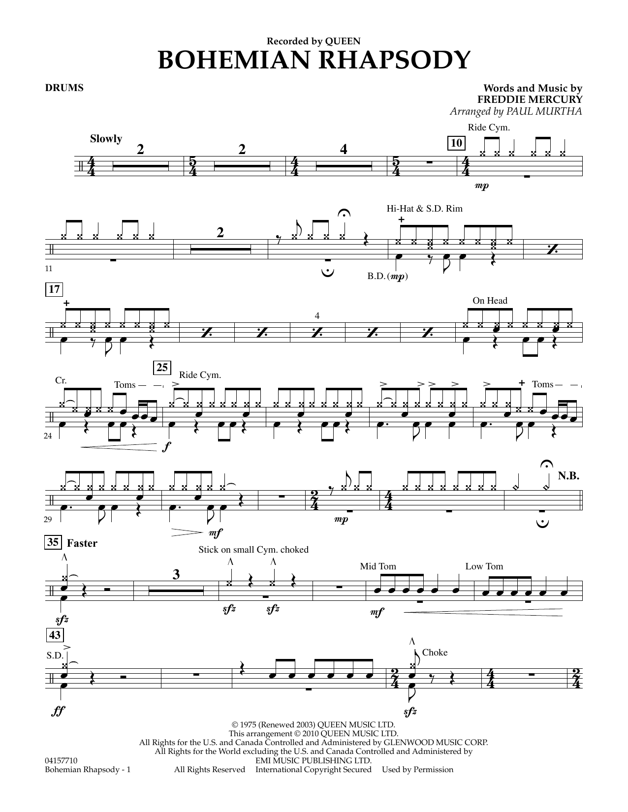 Bohemian Rhapsody (arr. Paul Murtha) - Drums