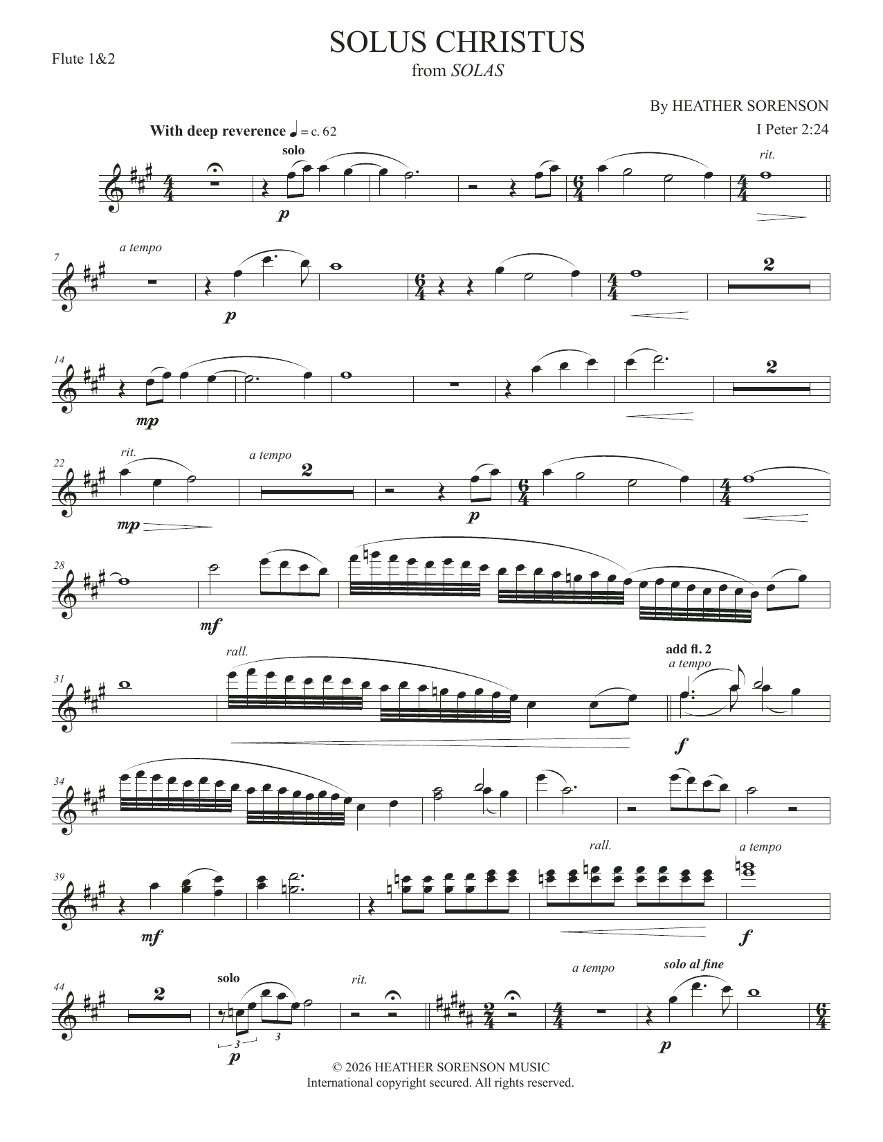 Solus Christus (from Solas) - Flute 1 2: Choral Instrumental Pak