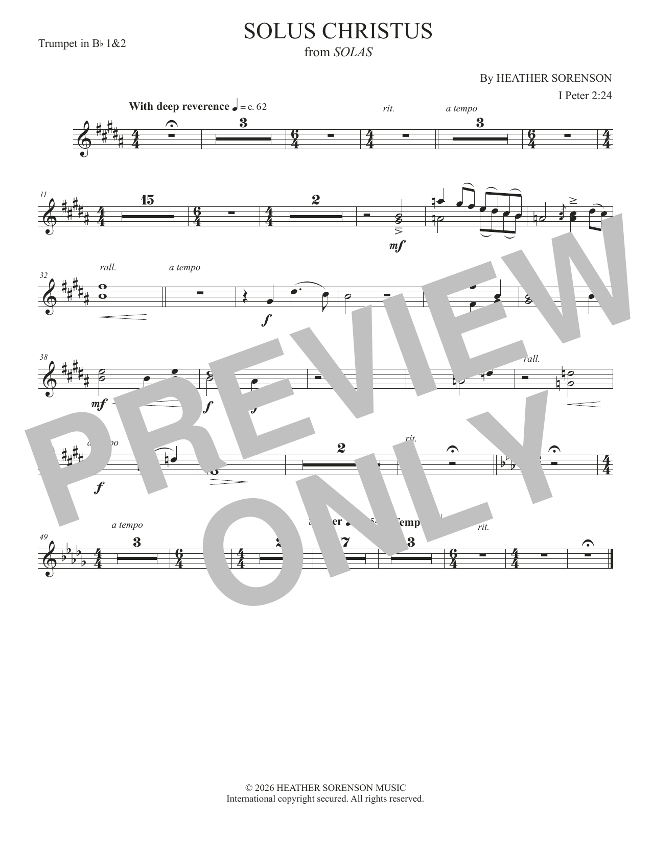 Solus Christus (from Solas) - Bb Trumpet 1 2: Choral Instrumental Pak
