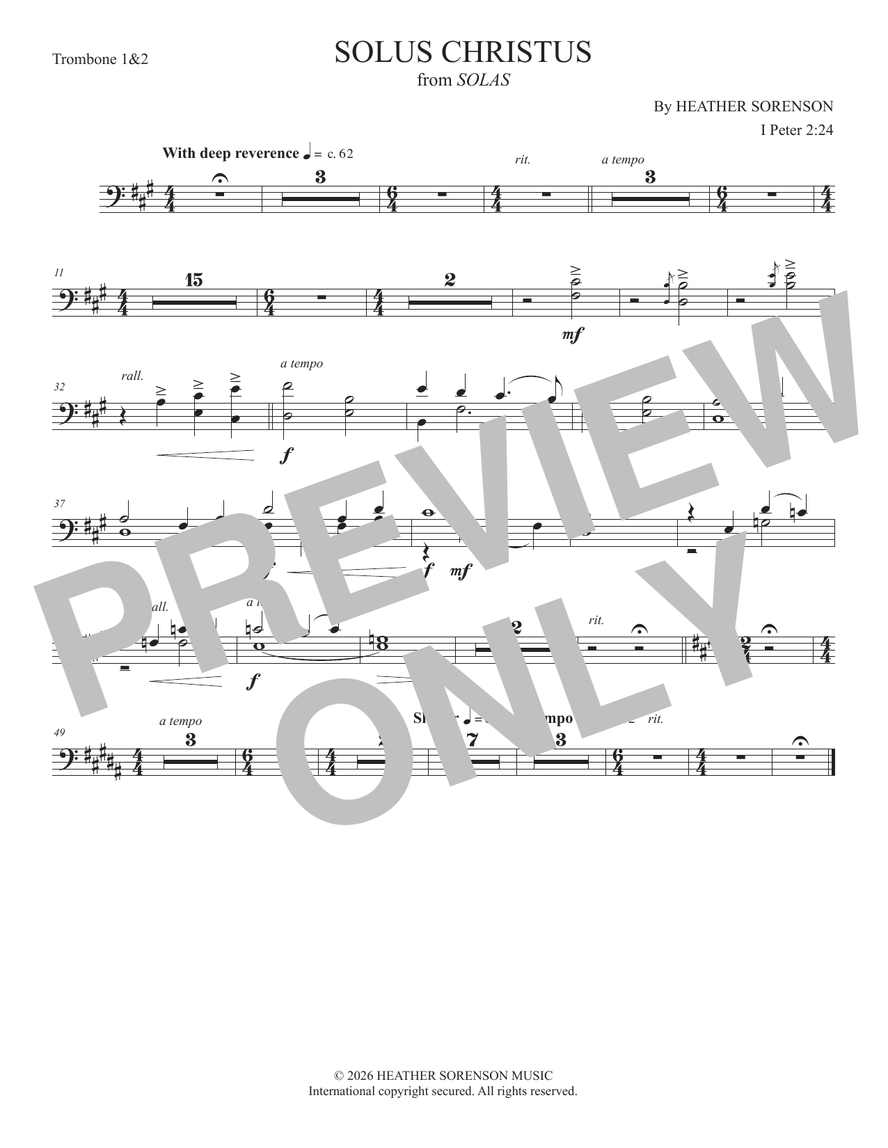 Solus Christus (from Solas) - Trombone 1 2: Choral Instrumental Pak