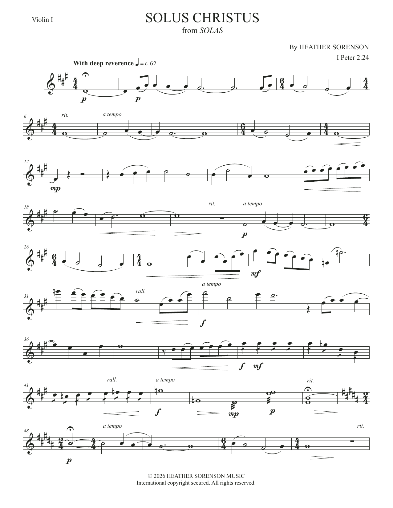 Solus Christus (from Solas) - Violin 1: Choral Instrumental Pak