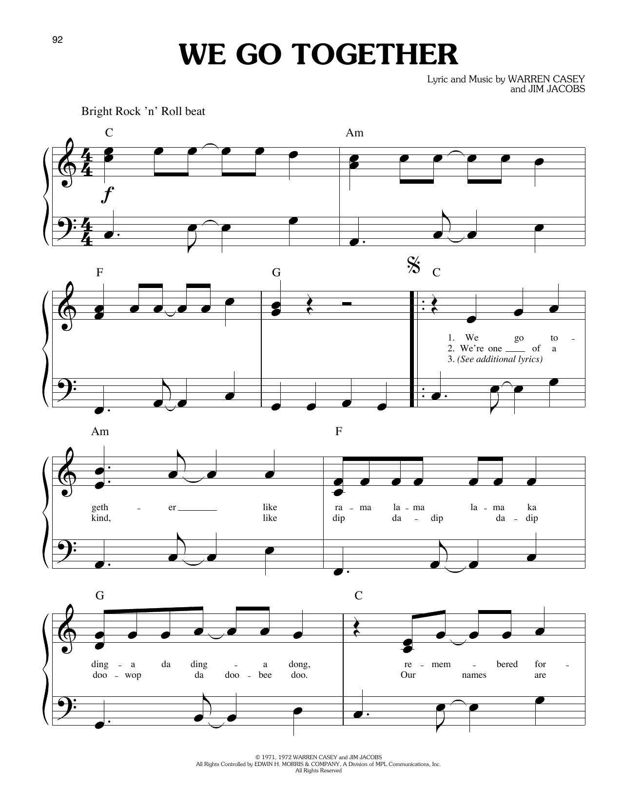 We Go Together (from Grease)