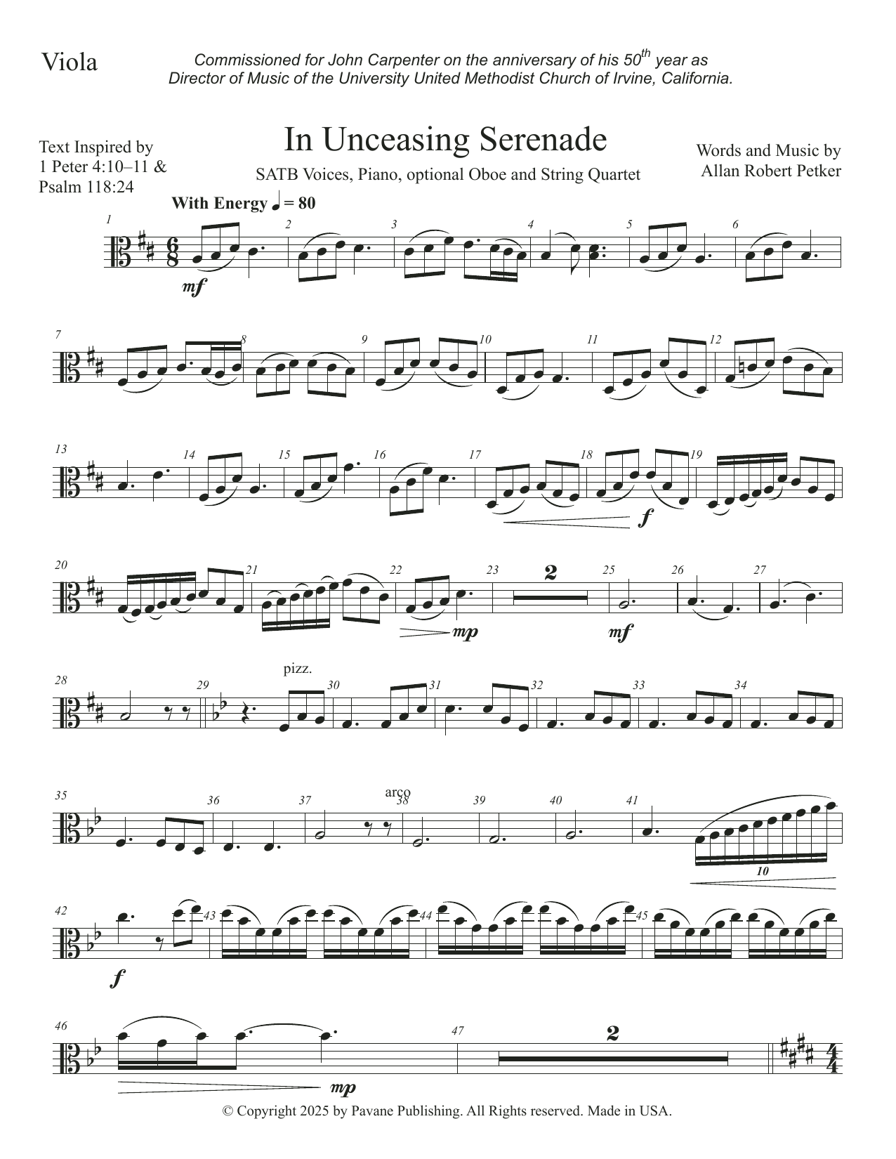 In Unceasing Serenade - Viola: Choral Instrumental Pak