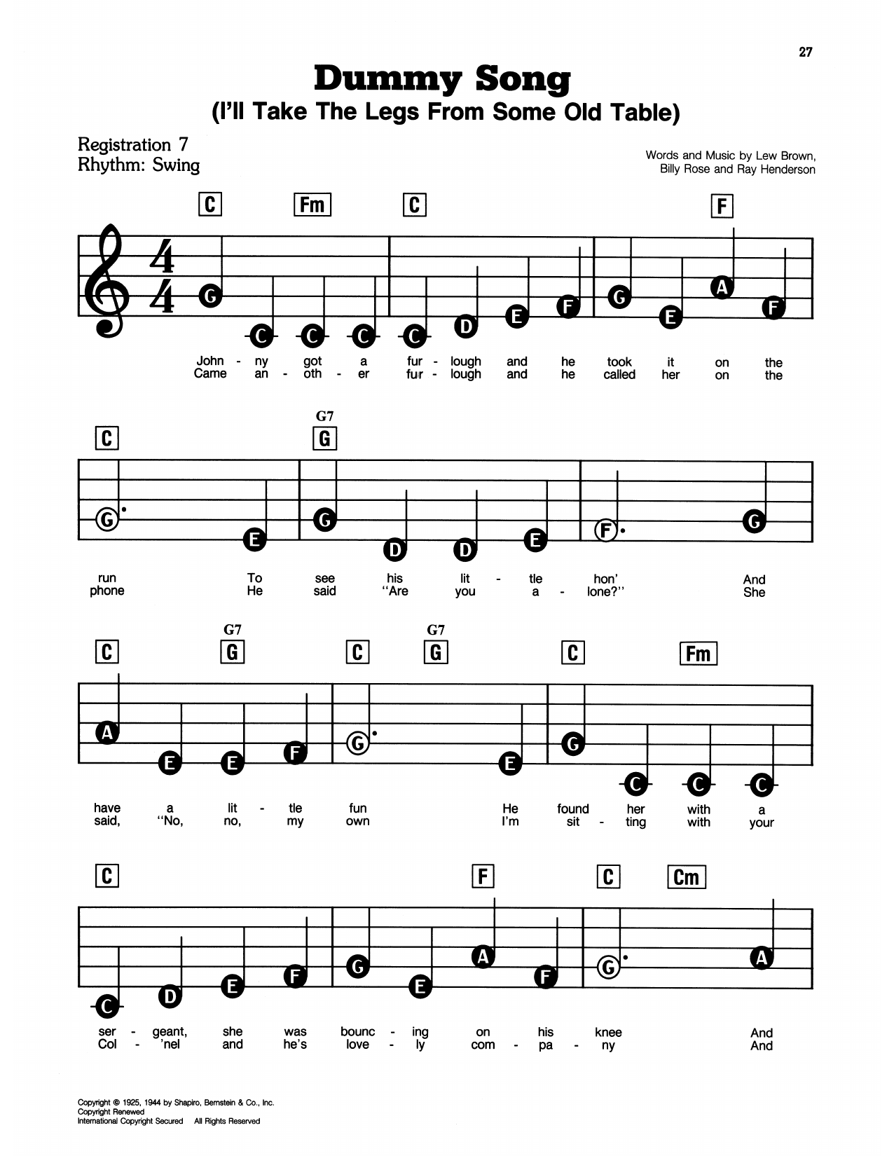 The Dummy Song: E-Z Play Today