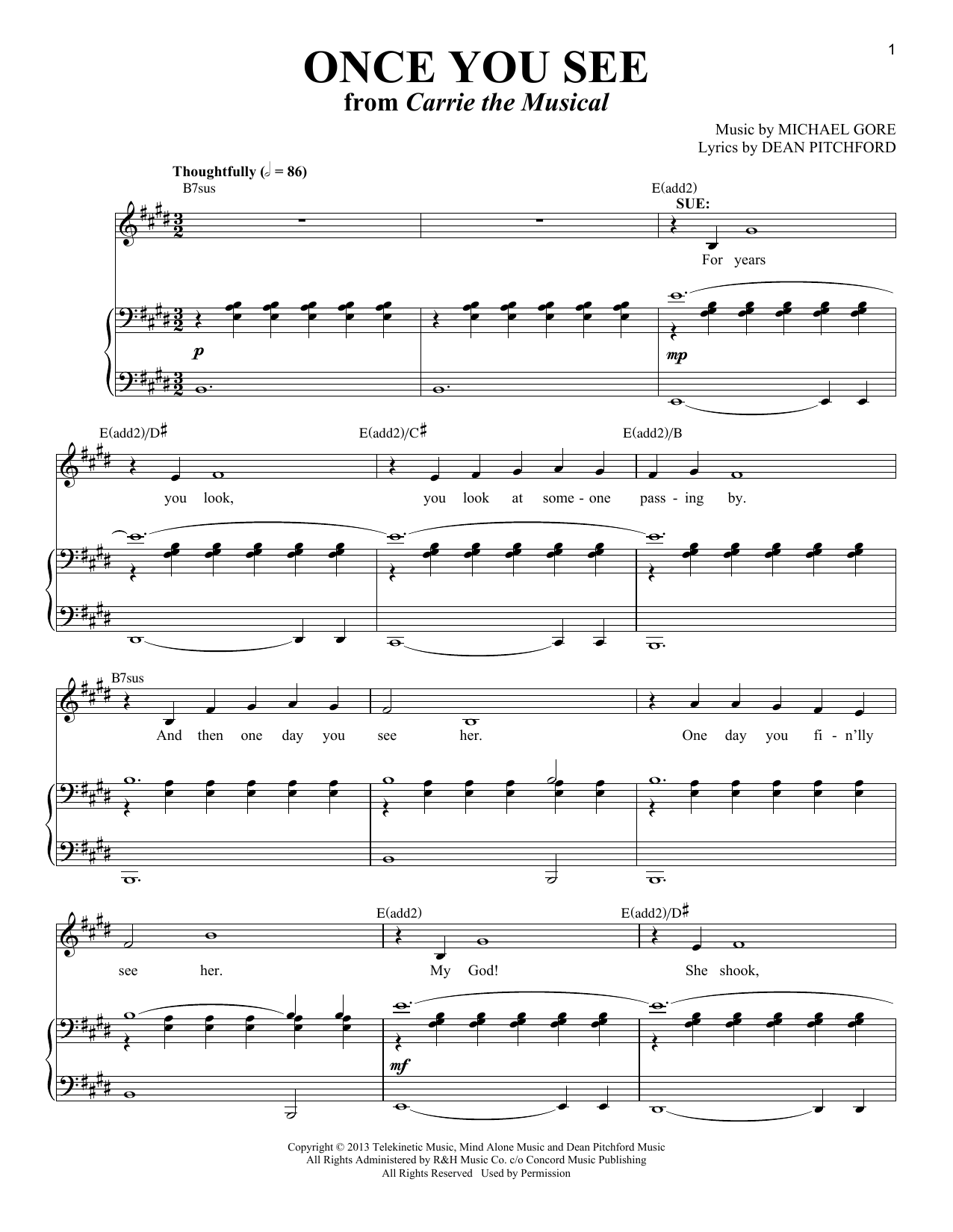 Once You See (from Carrie The Musical): Piano Vocal