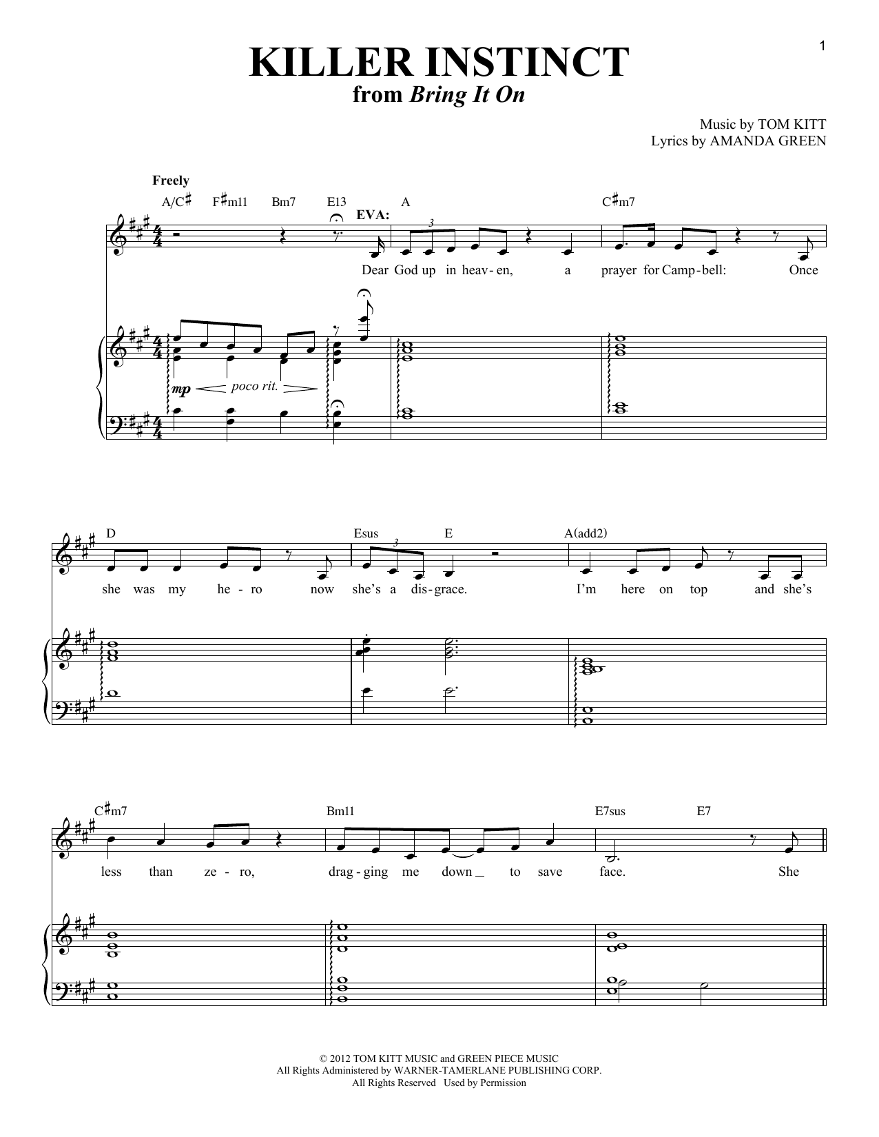 Killer Instinct (from Bring It On): Piano Vocal