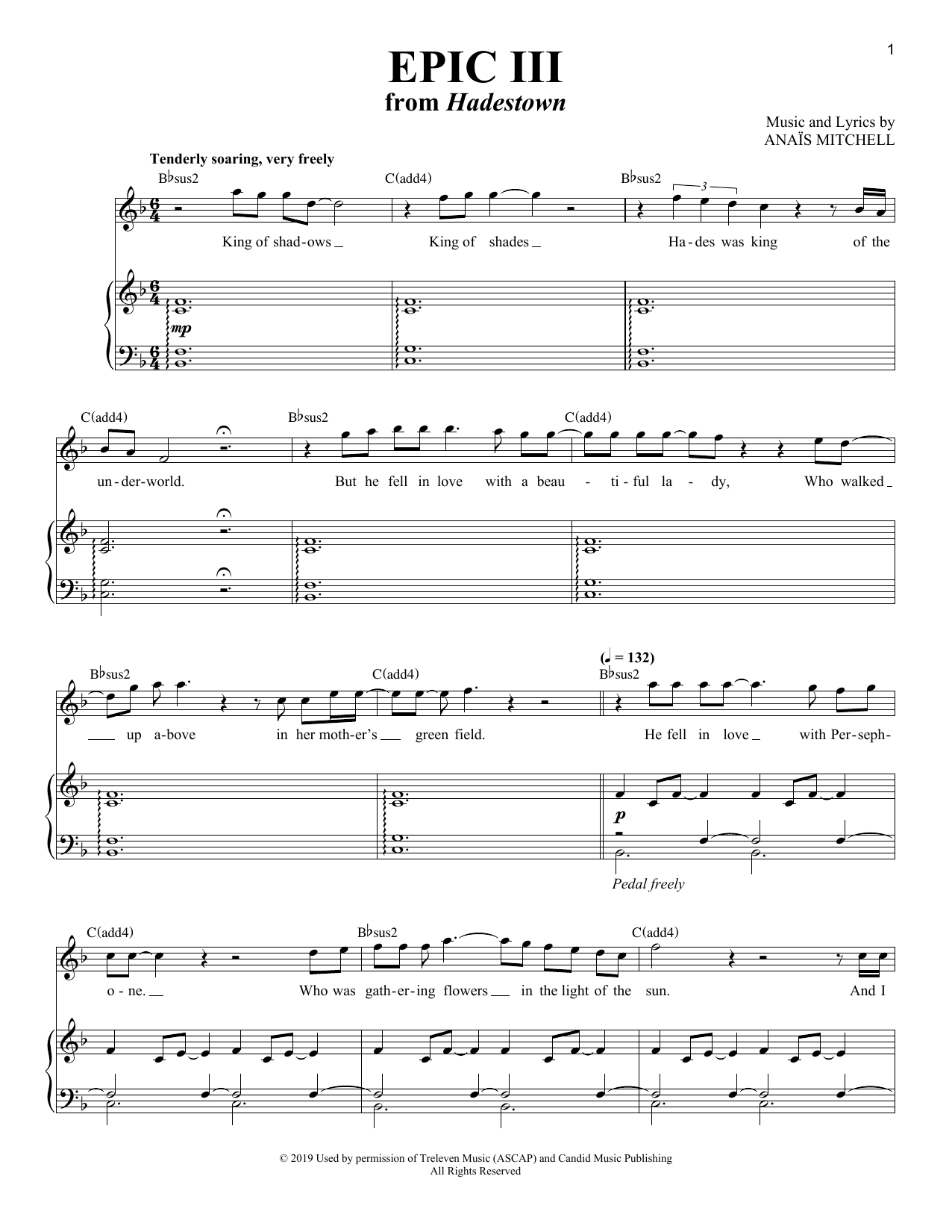 Epic III (from Hadestown): Piano Vocal