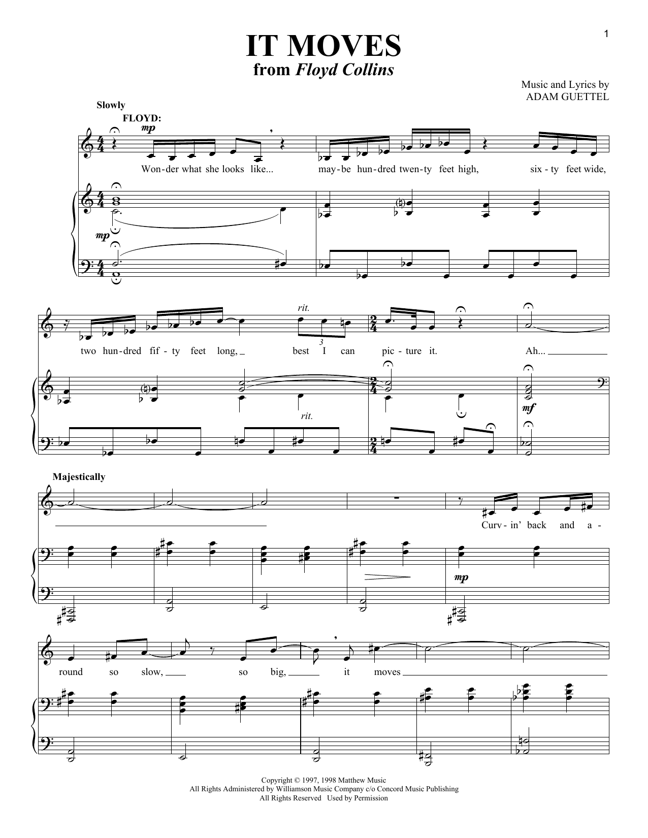 It Moves (from Floyd Collins): Piano Vocal