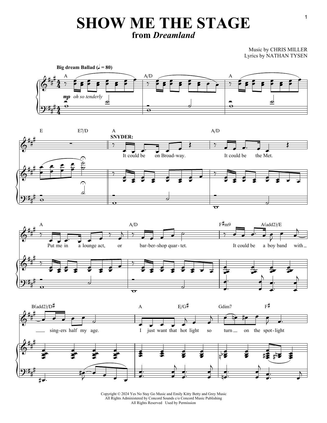 Show Me The Stage (from Dreamland): Piano Vocal