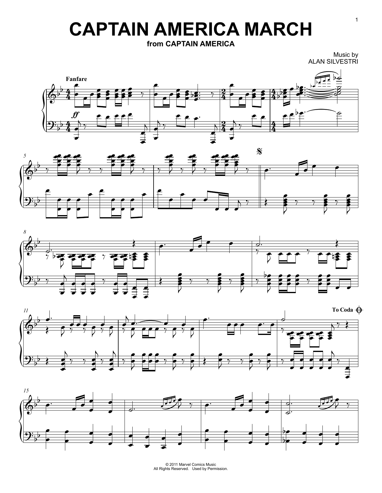 Captain America March (from Captain America: The First Avenger): Piano Solo