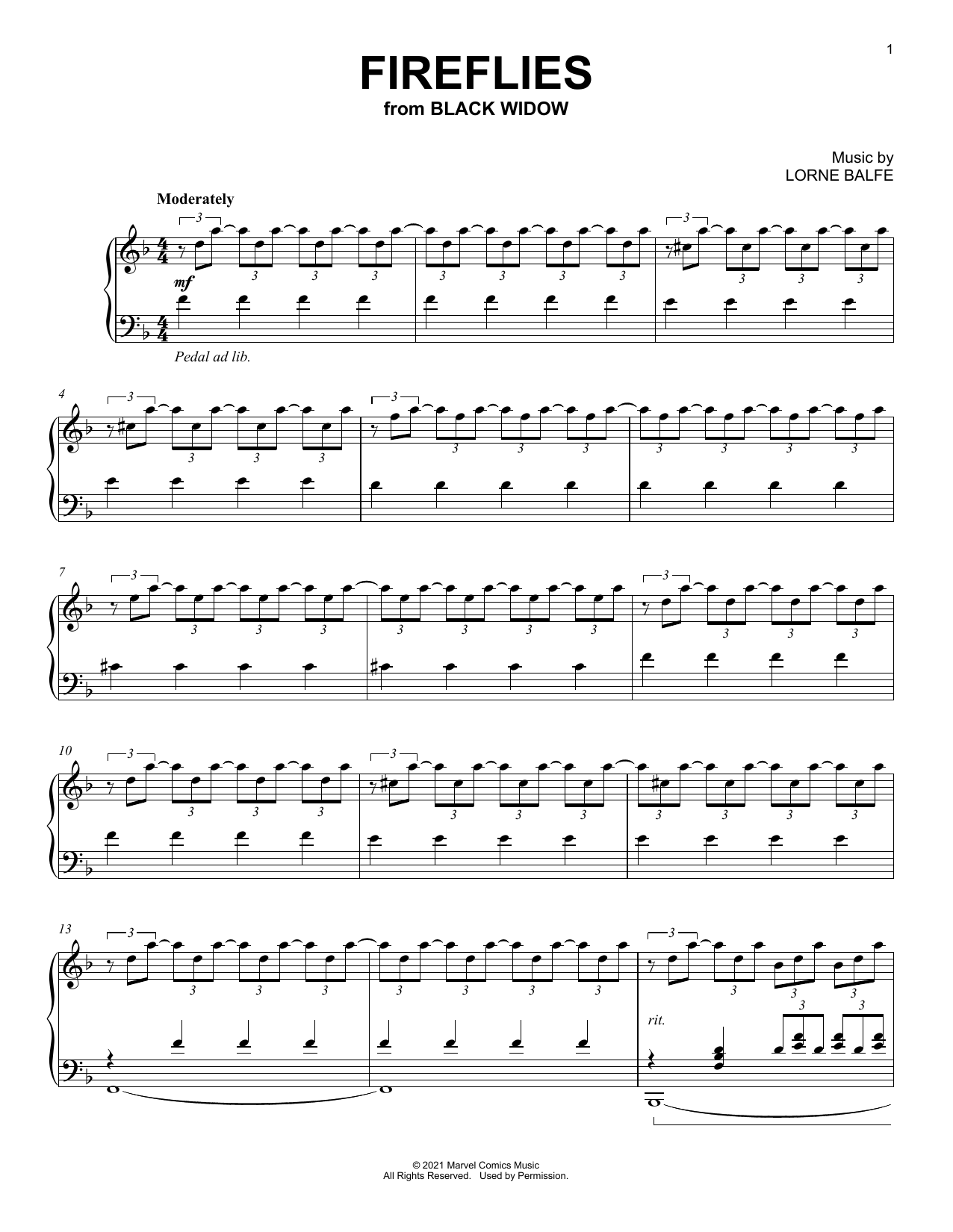 Fireflies (from Black Widow): Piano Solo