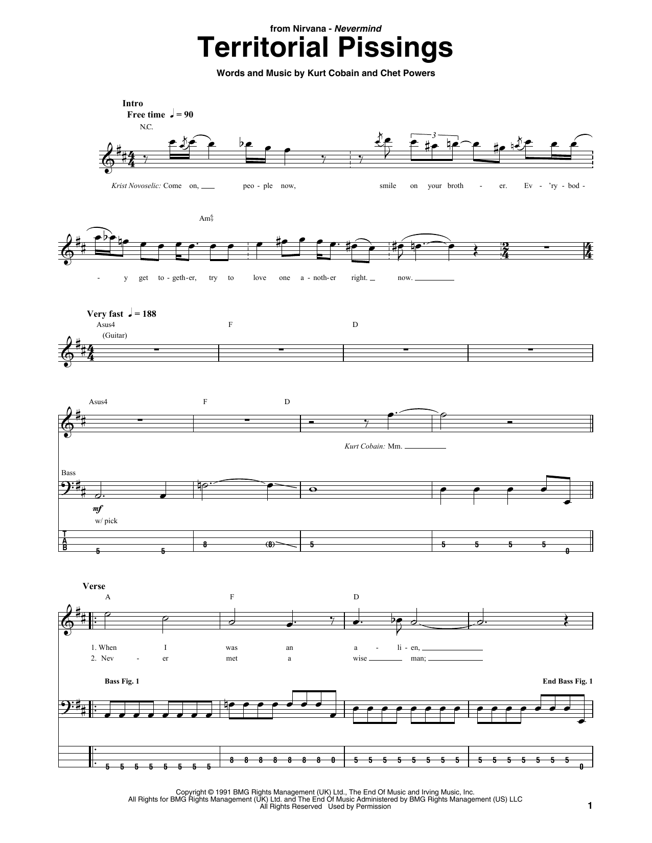 Territorial Pissings by Nirvana - Bass Tab - Guitar Instructor