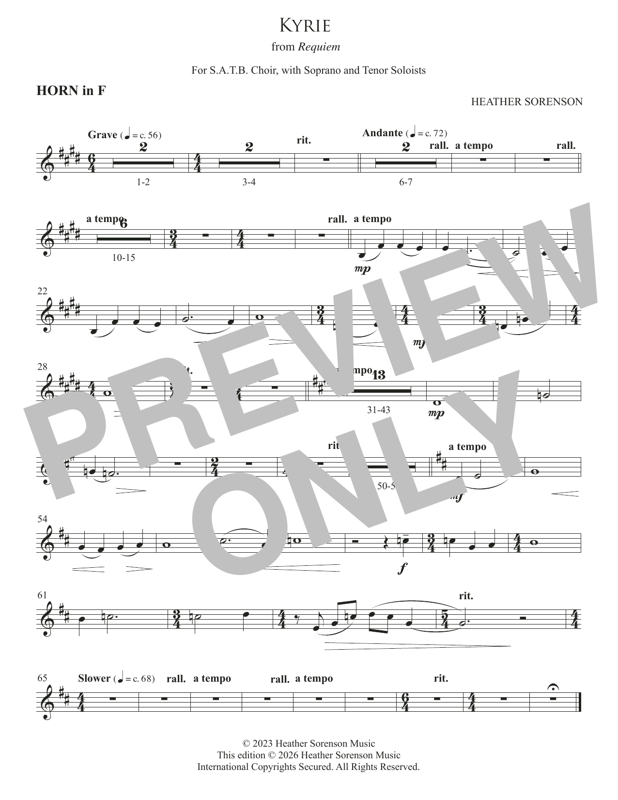 Kyrie (from Requiem) - F Horn: Choral Instrumental Pak