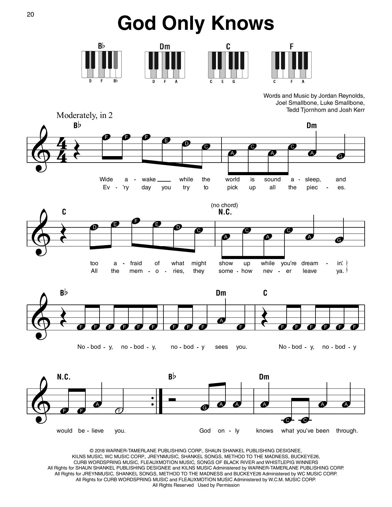 God Only Knows by for KING & COUNTRY Sheet Music for Super Easy Piano ...