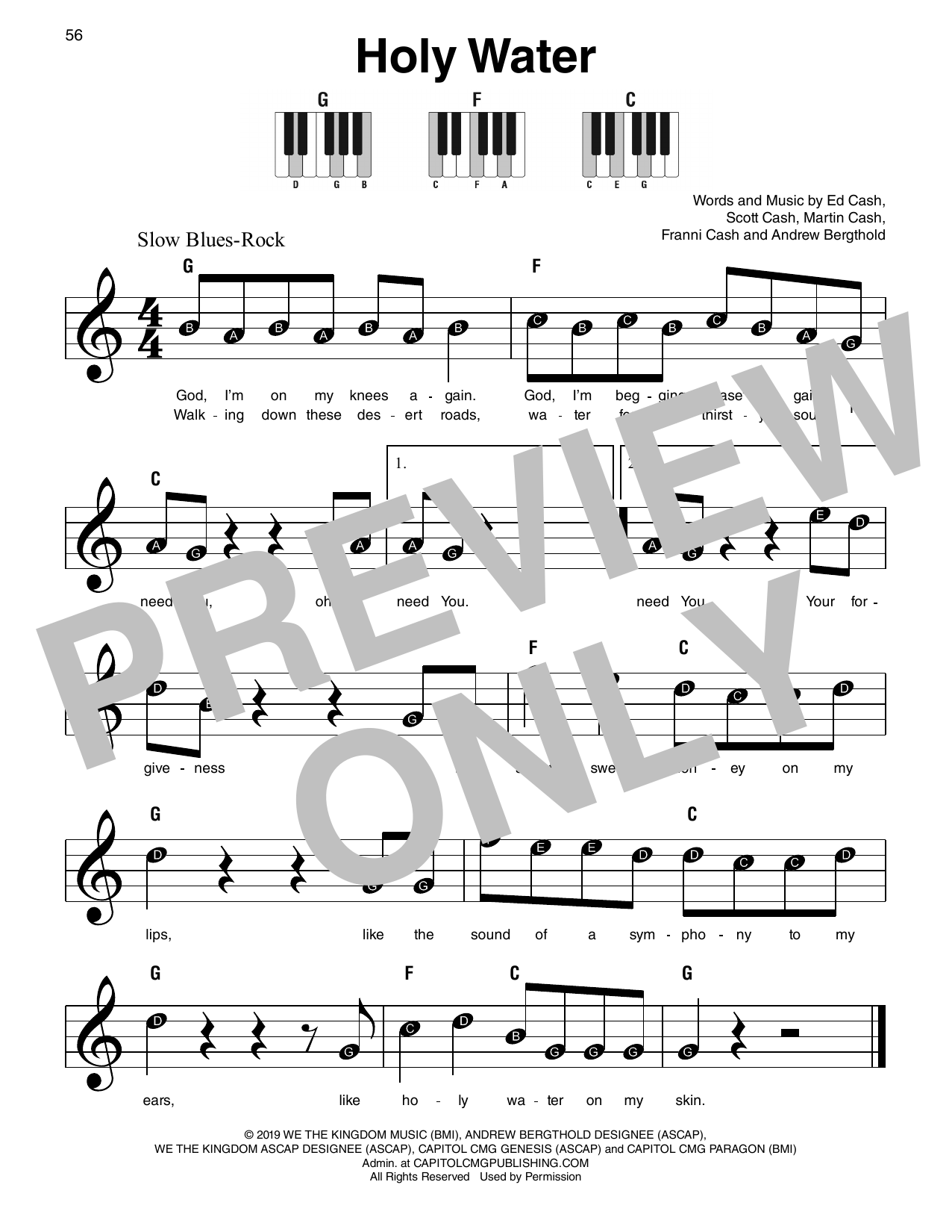 Holy Water by We The Kingdom Sheet Music for Super Easy Piano at Sheet ...