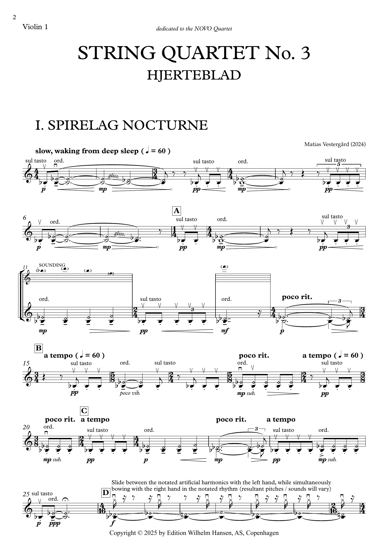 String Quartet No. 3, Hjerteblad - Violin 1