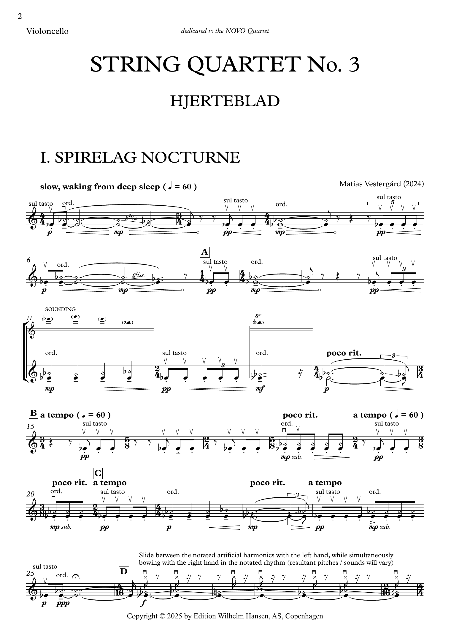 String Quartet No. 3, Hjerteblad - Violoncello