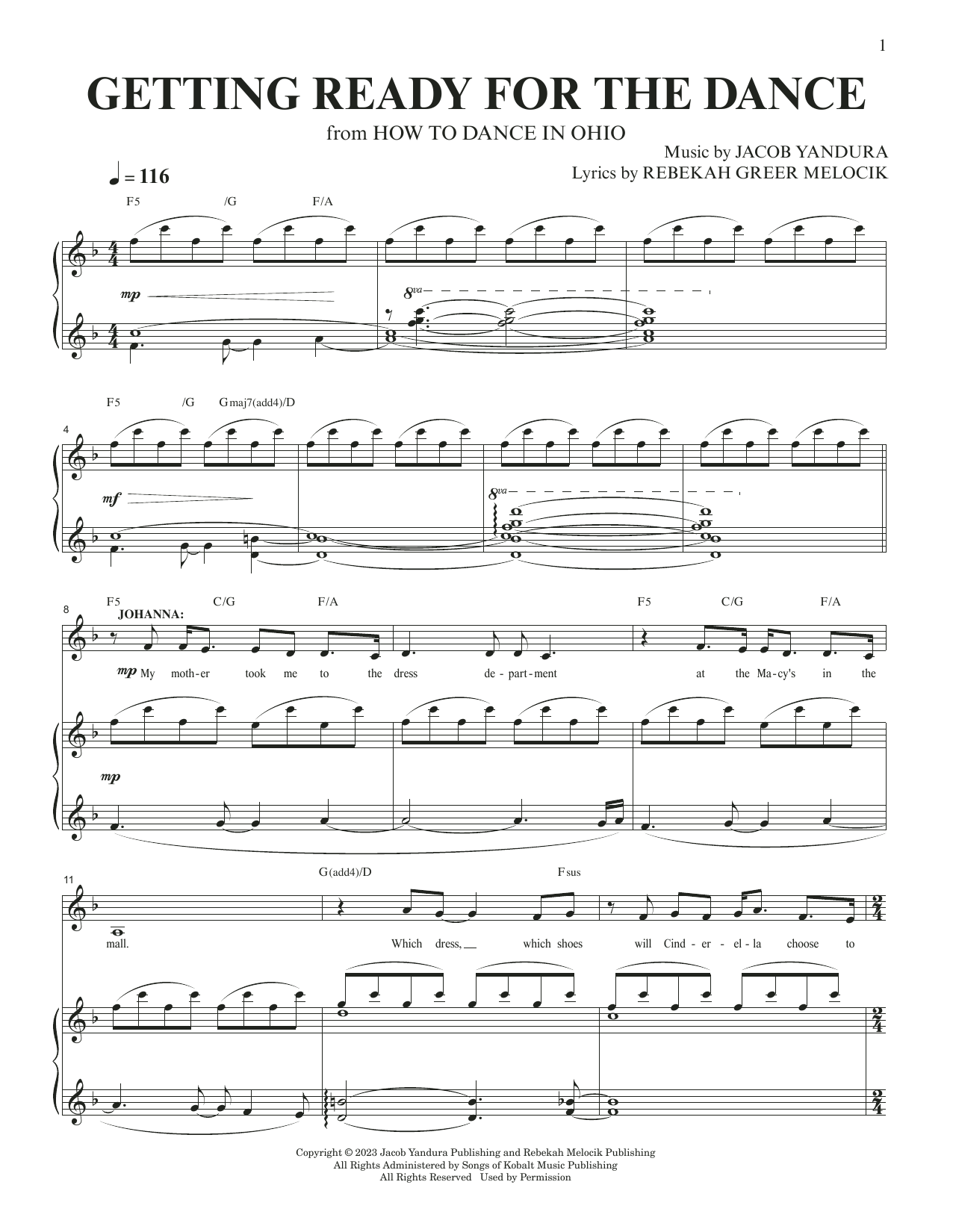 Getting Ready For The Dance (from How To Dance In Ohio): Piano Vocal