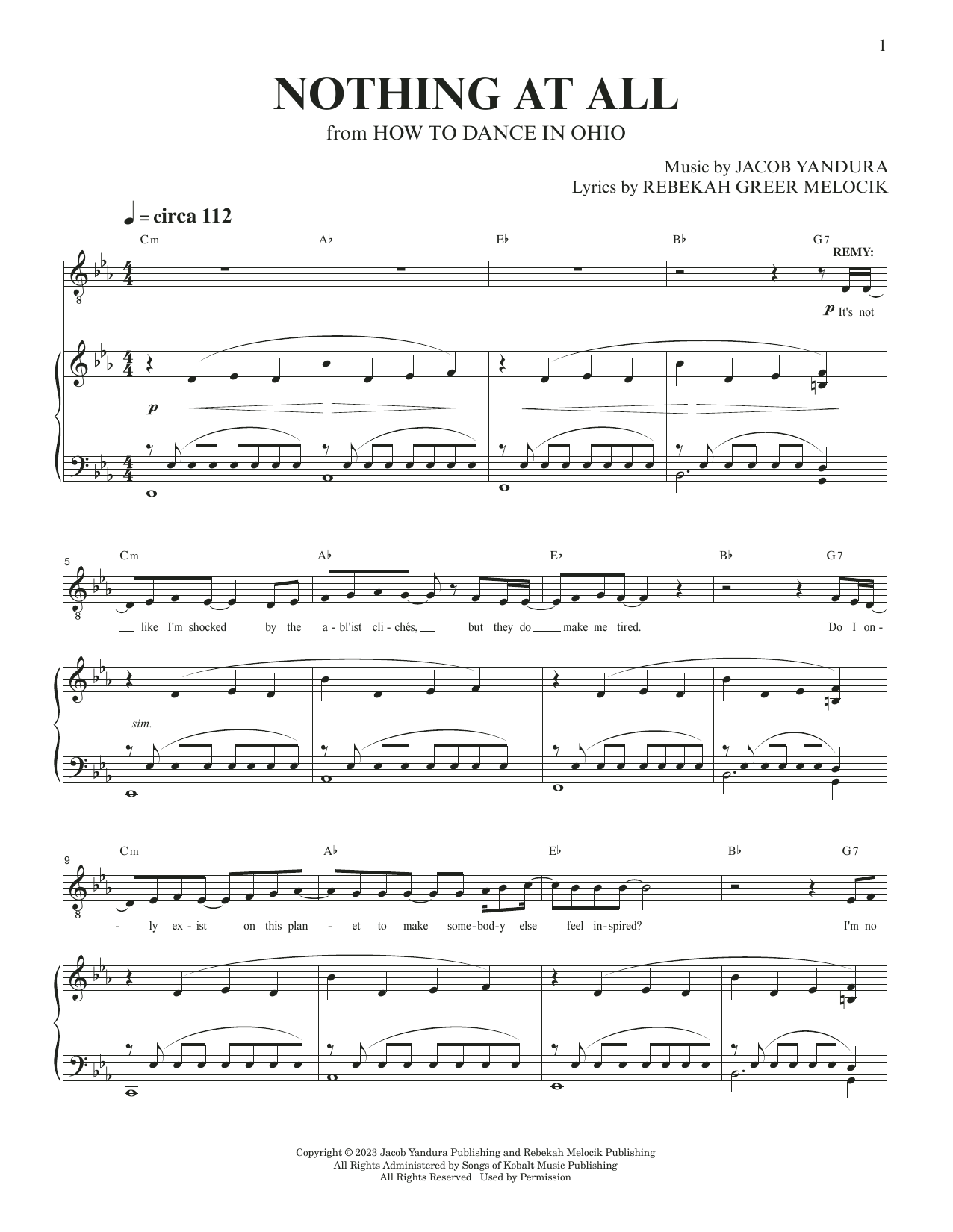 Nothing At All (from How To Dance In Ohio): Piano Vocal