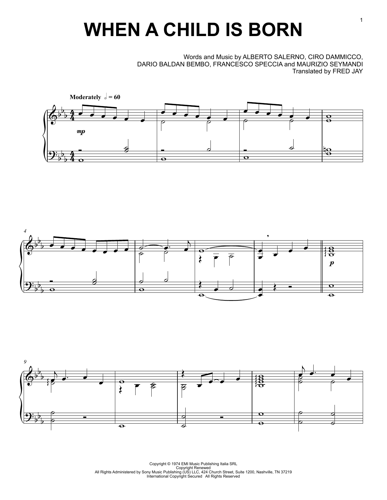 When A Child Is Born: Piano Solo