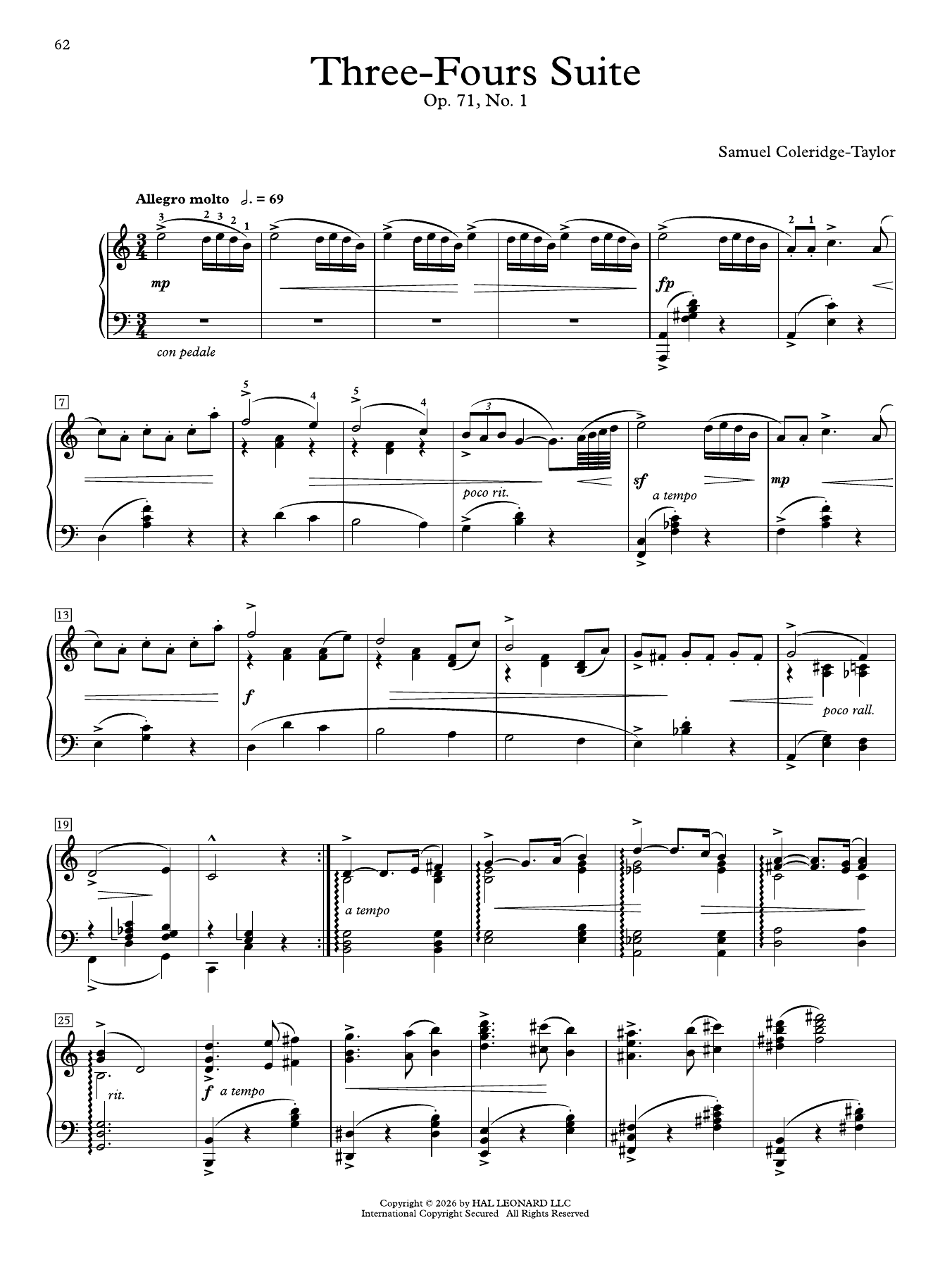 Three-Fours Suite (Op. 71 No. 1): Educational Piano