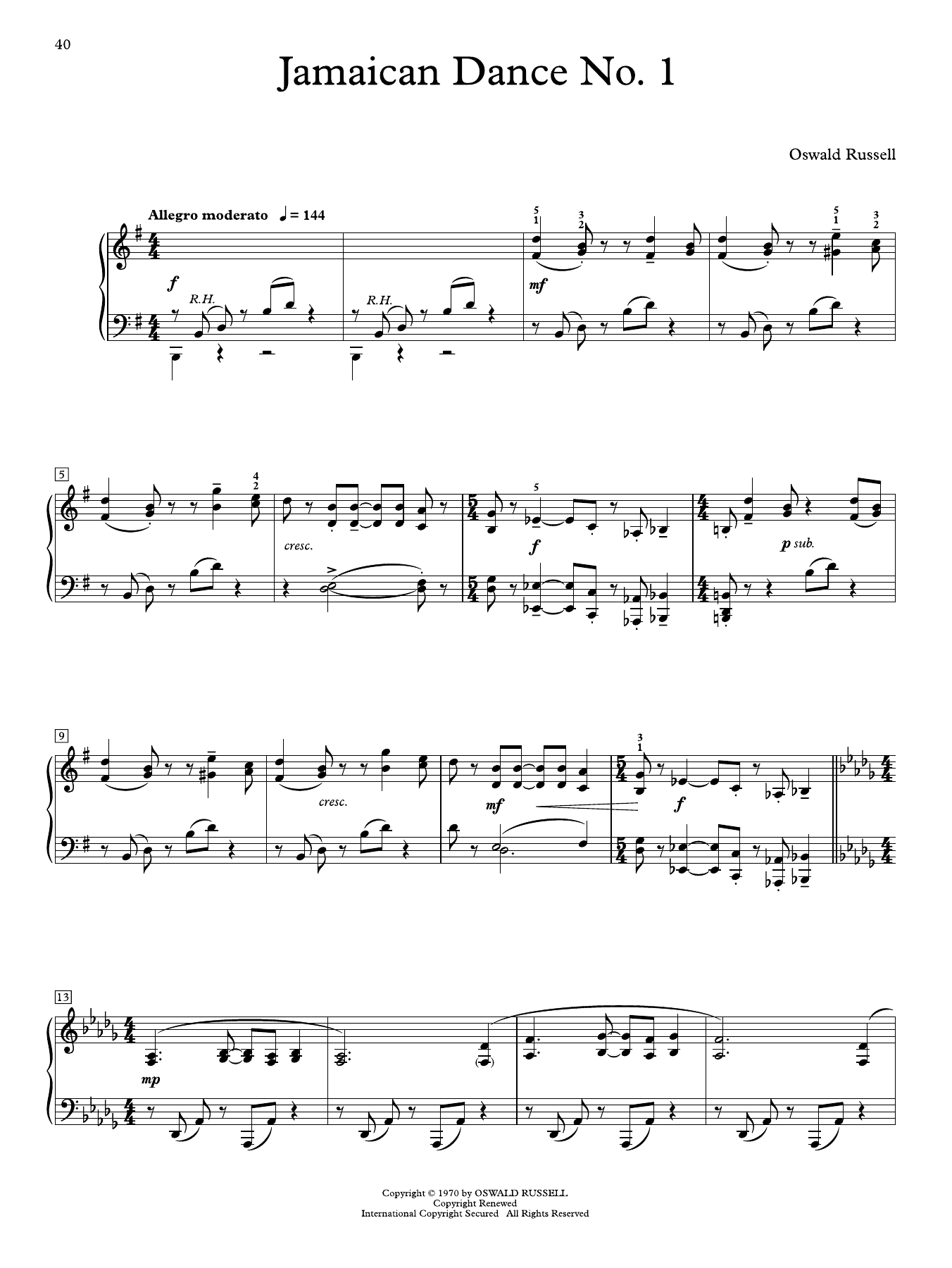 Jamaican Dance No. 1: Educational Piano