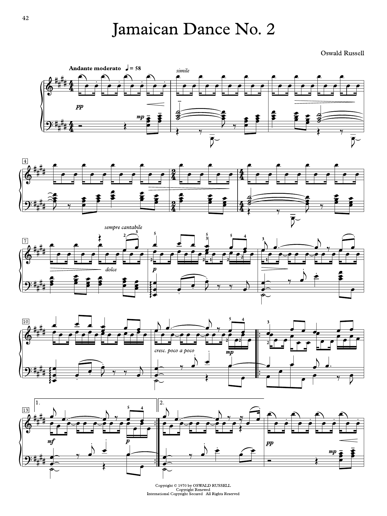Jamaican Dance No. 2: Educational Piano
