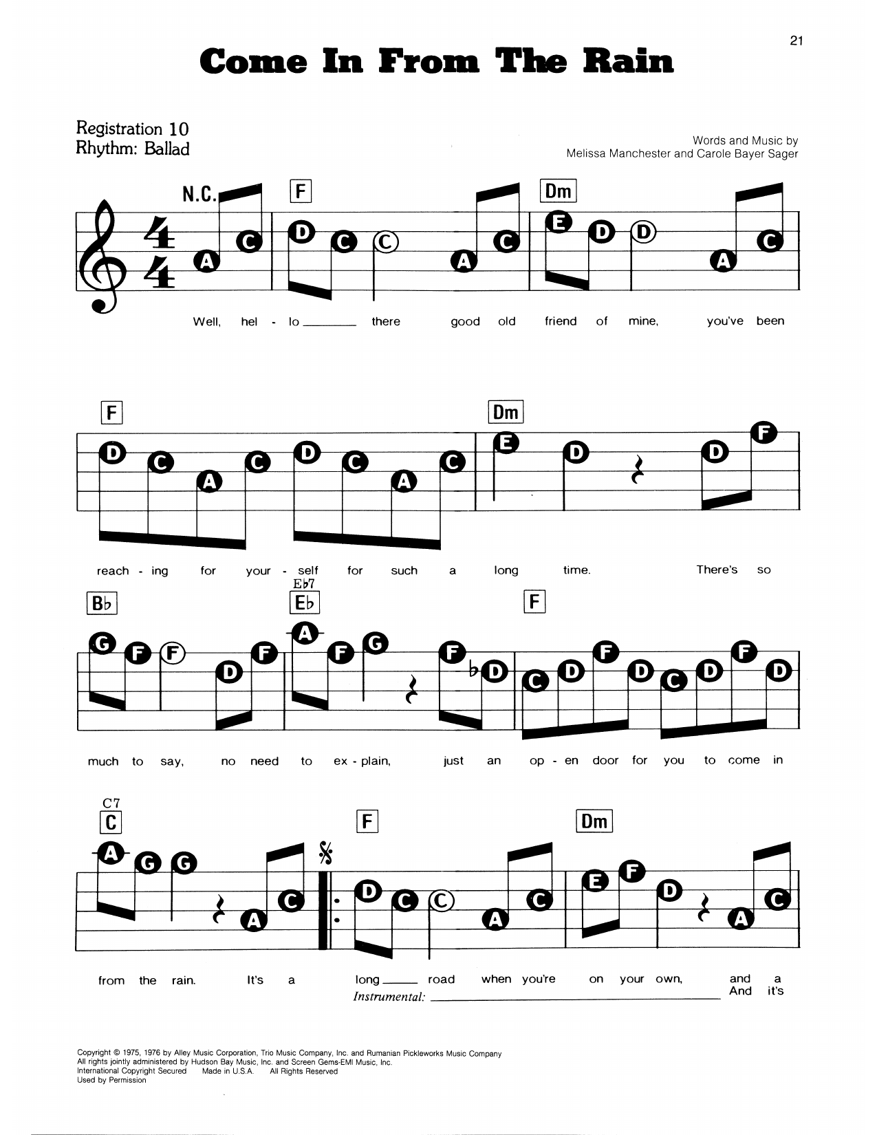 Come In From The Rain: E-Z Play Today