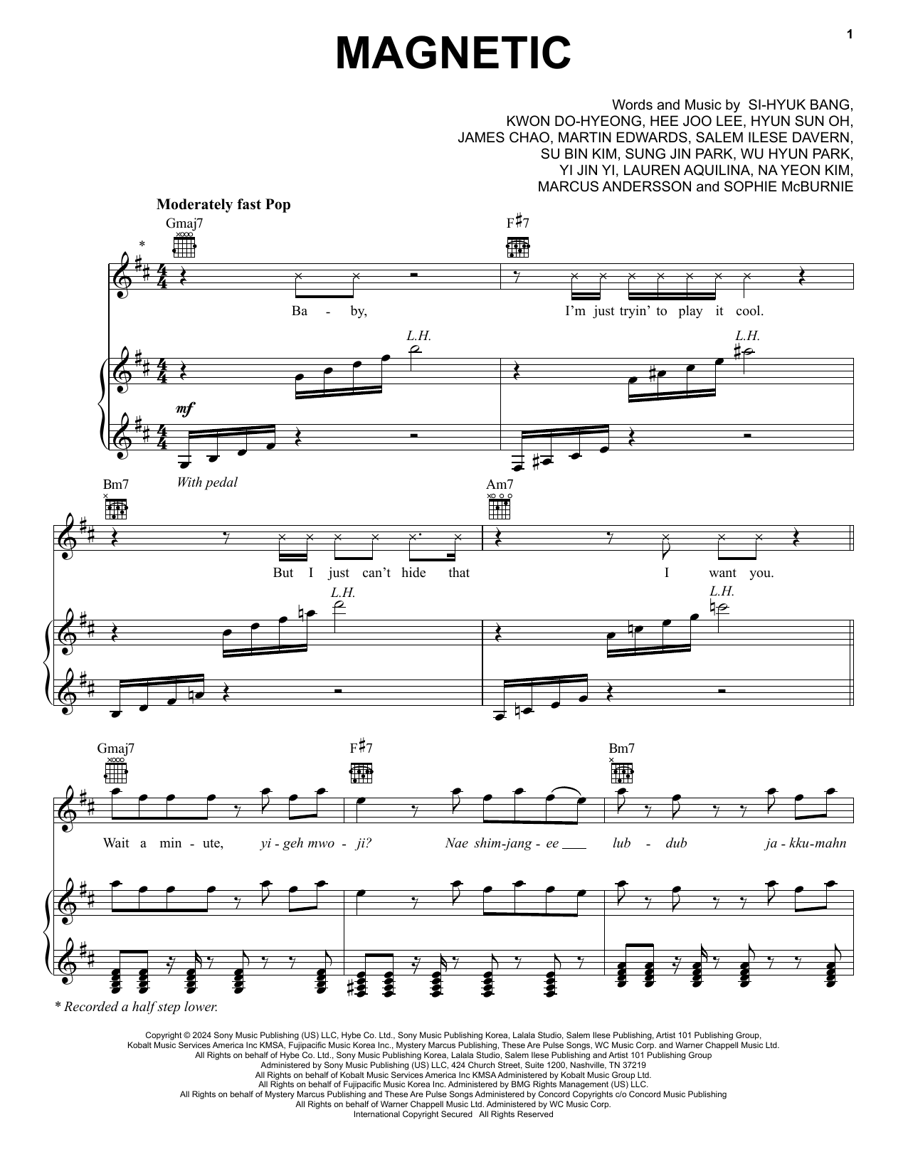 Magnetic: Piano/Vocal/Guitar Sheet