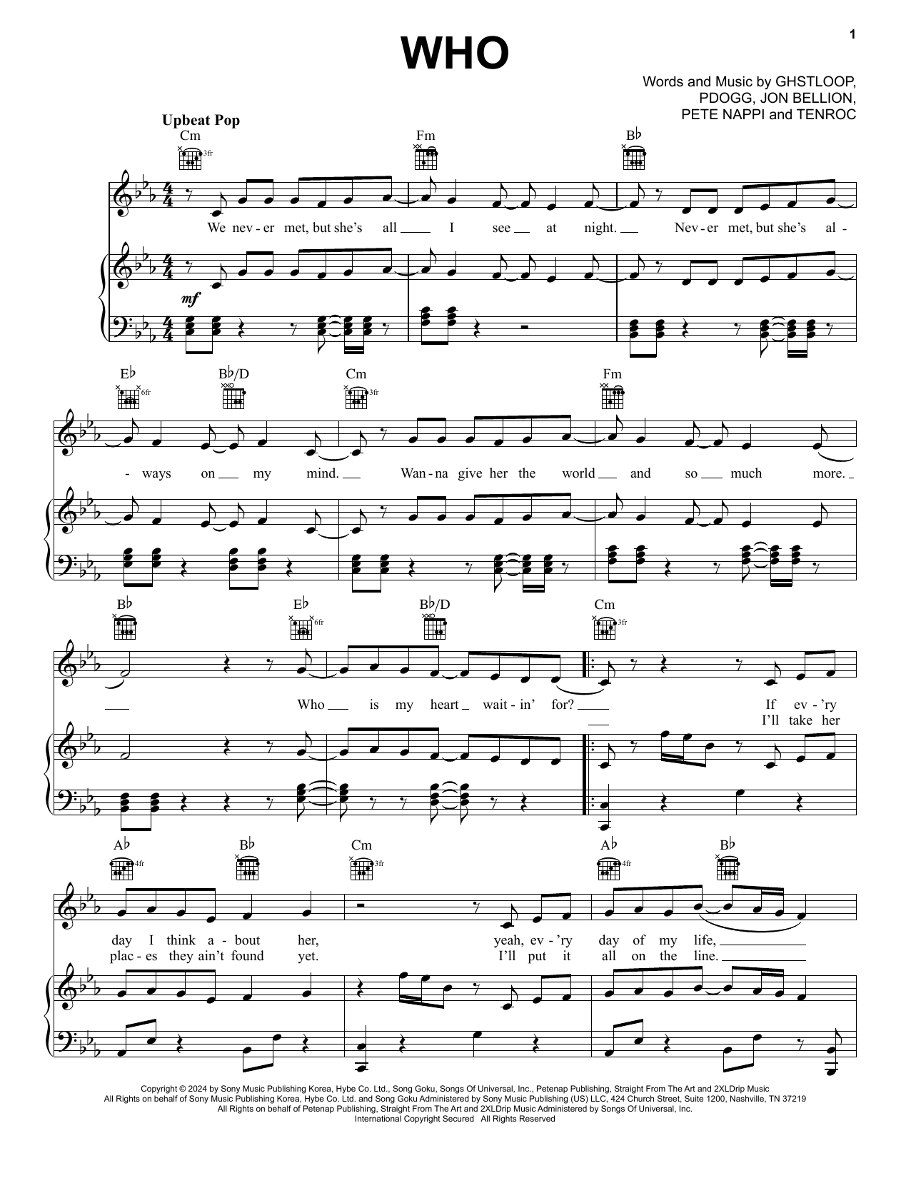 Who: Piano/Vocal/Guitar Sheet