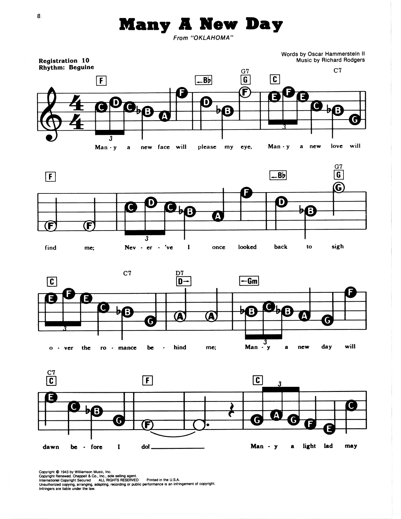 Many A New Day (from Oklahoma!): E-Z Play Today