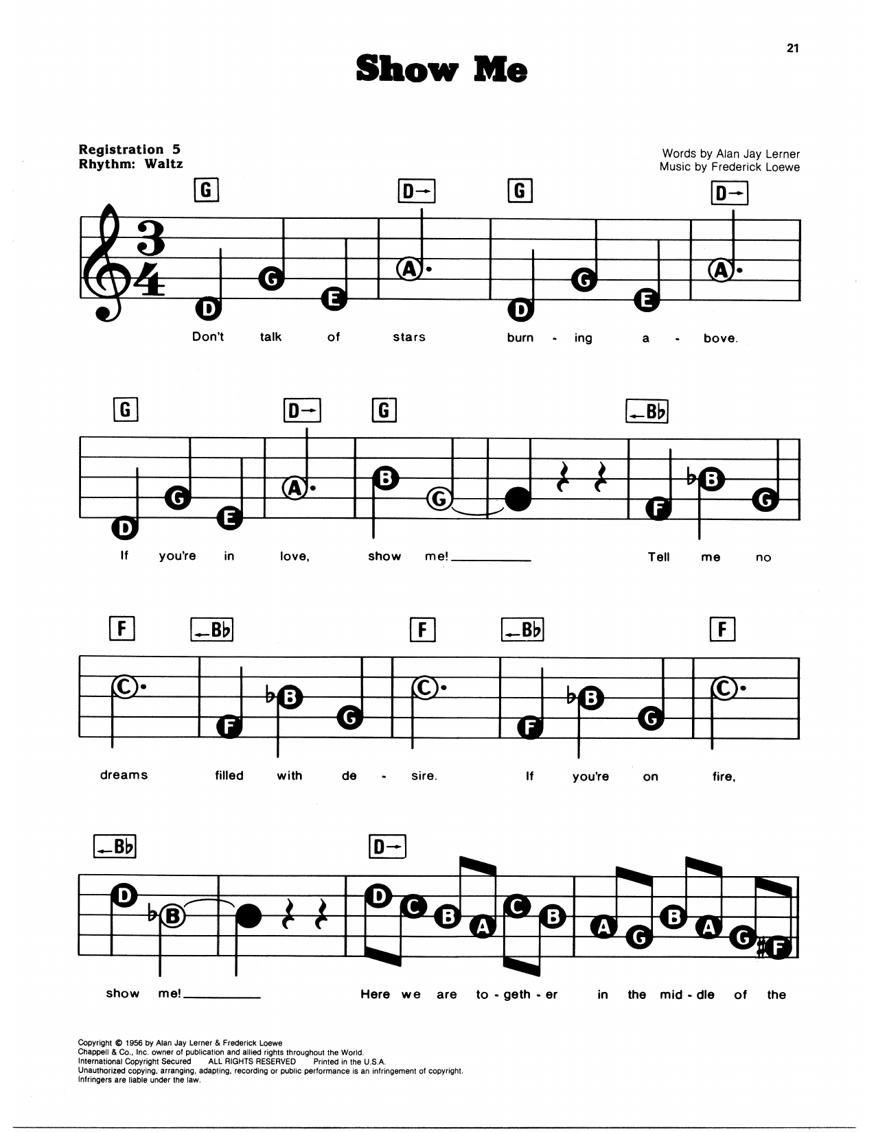 Show Me (from My Fair Lady): E-Z Play Today