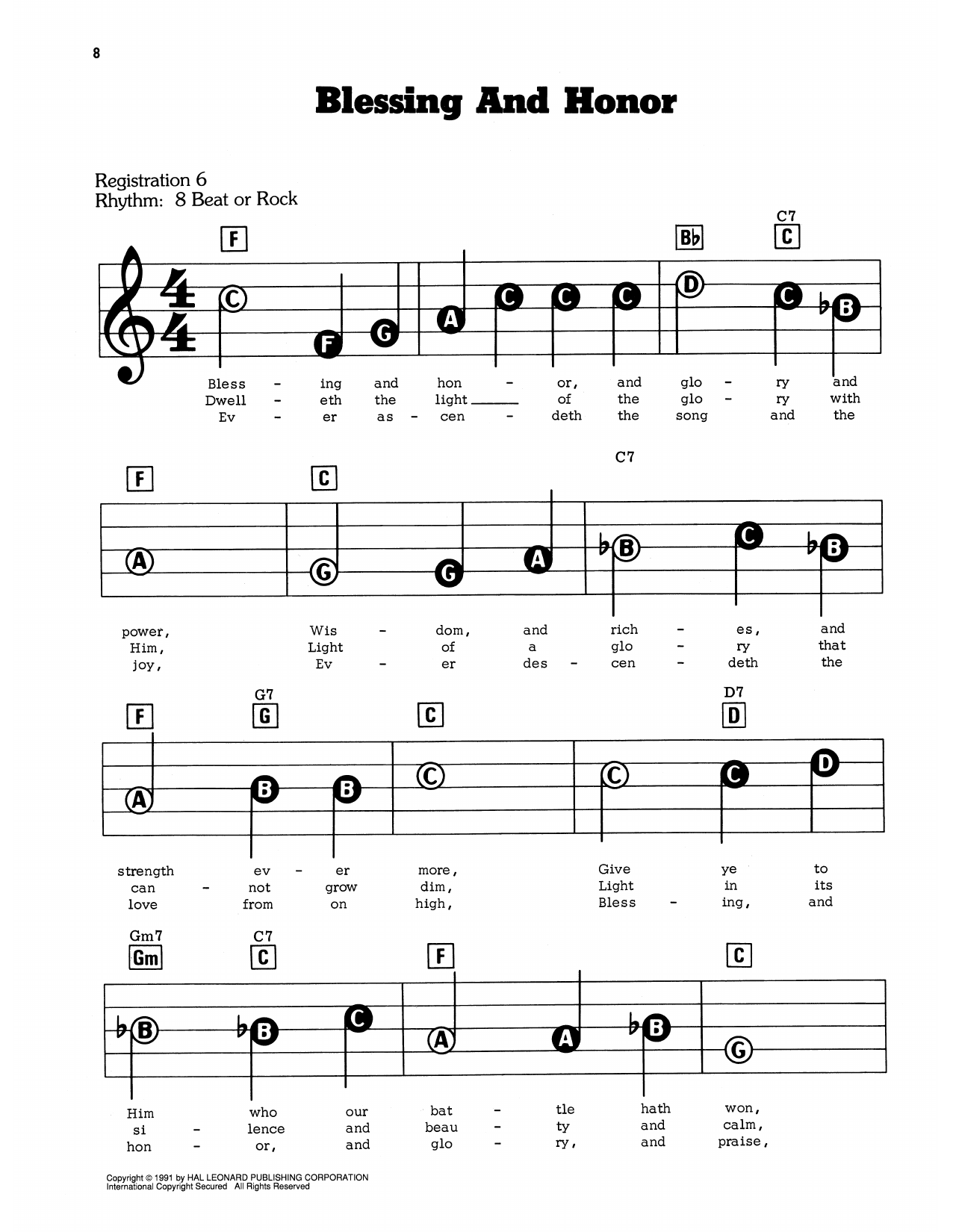 Blessing And Honor: E-Z Play Today