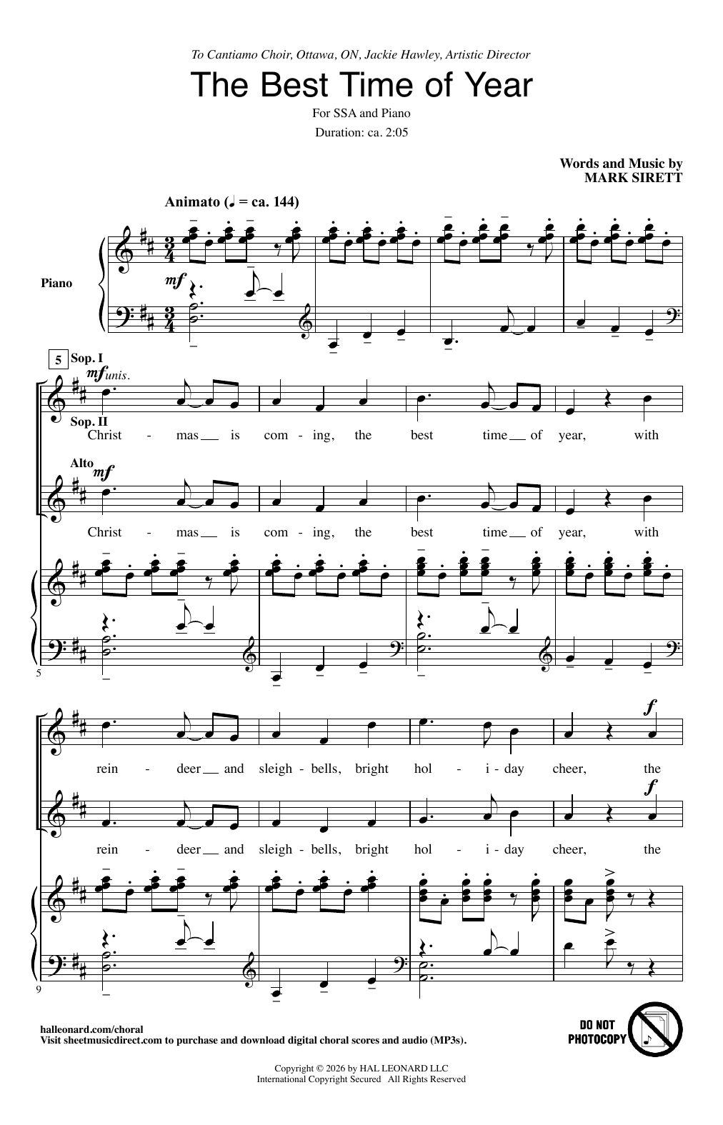 The Best Time Of Year: SSA Choral Octavo