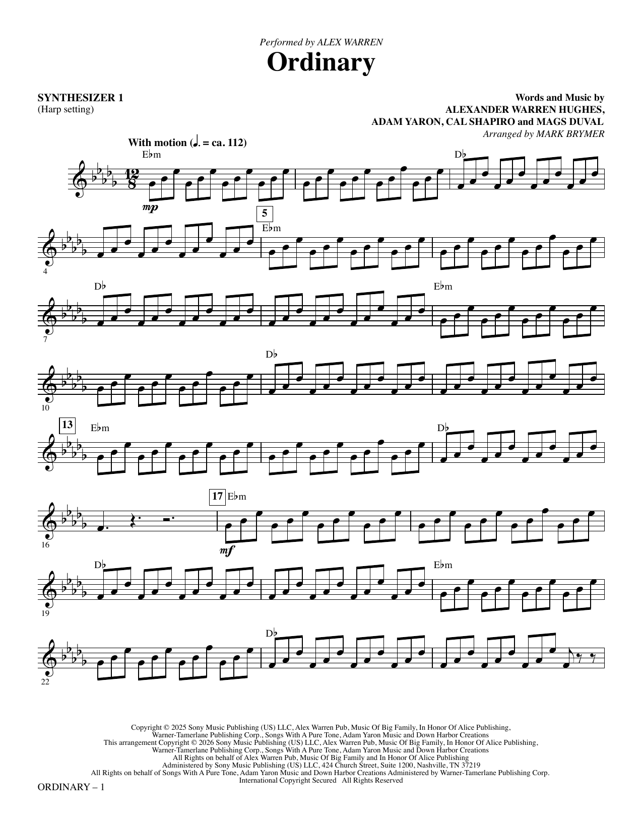 Ordinary (arr. Mark Brymer): Choral Instrumental Pak