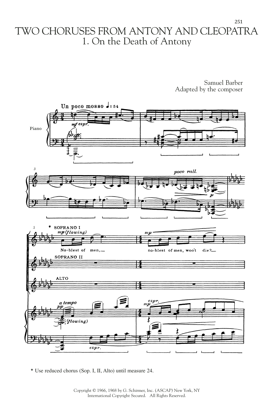 2 Choruses from Antony and Cleopatra: SATB Choral Octavo
