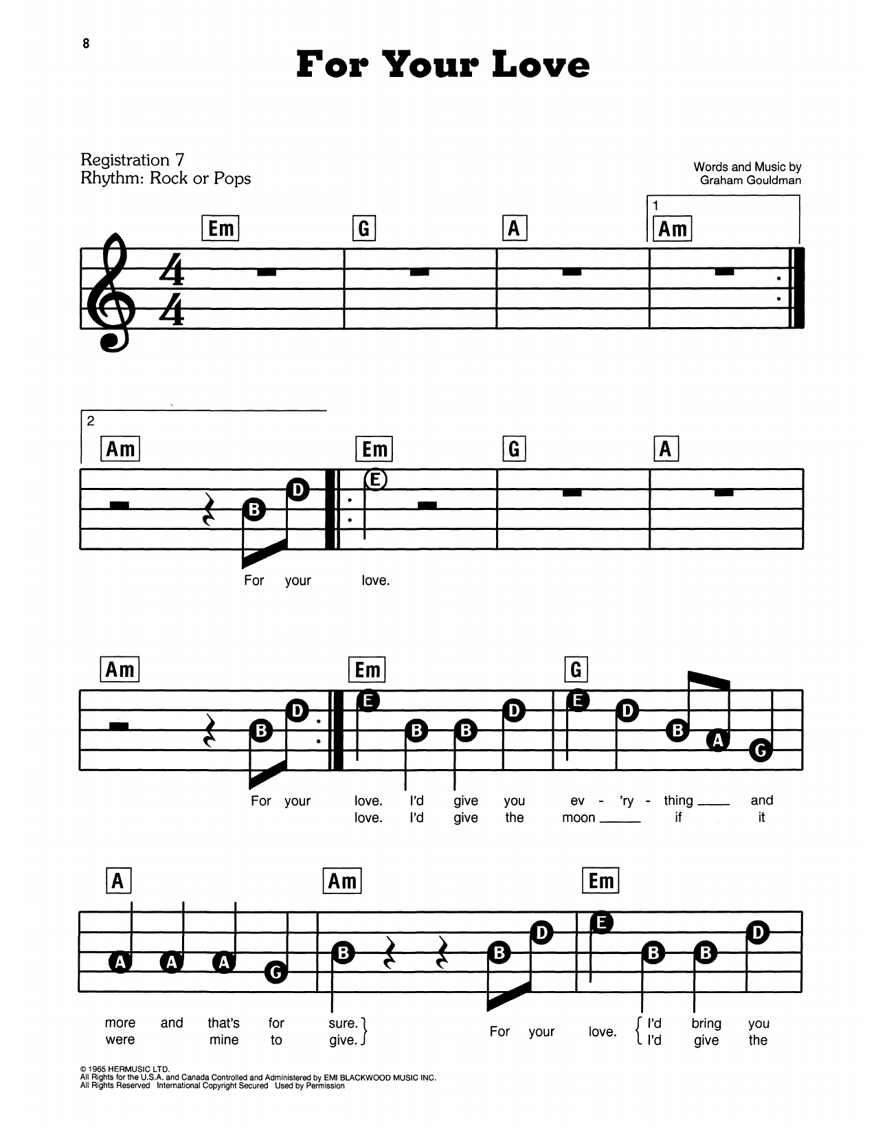 For Your Love: E-Z Play Today