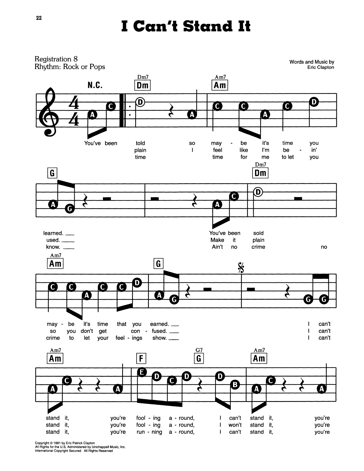 I Can't Stand It: E-Z Play Today