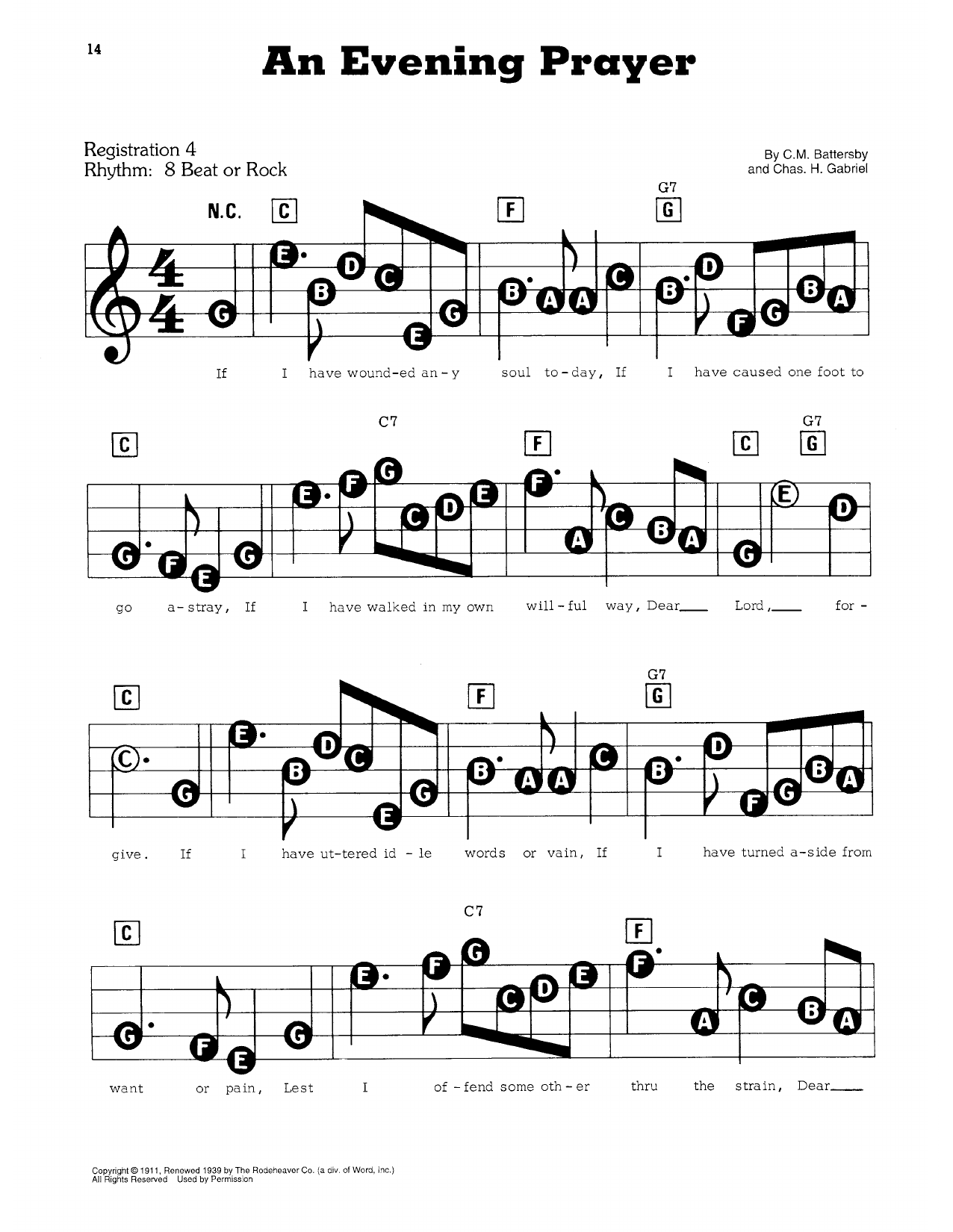 An Evening Prayer: E-Z Play Today