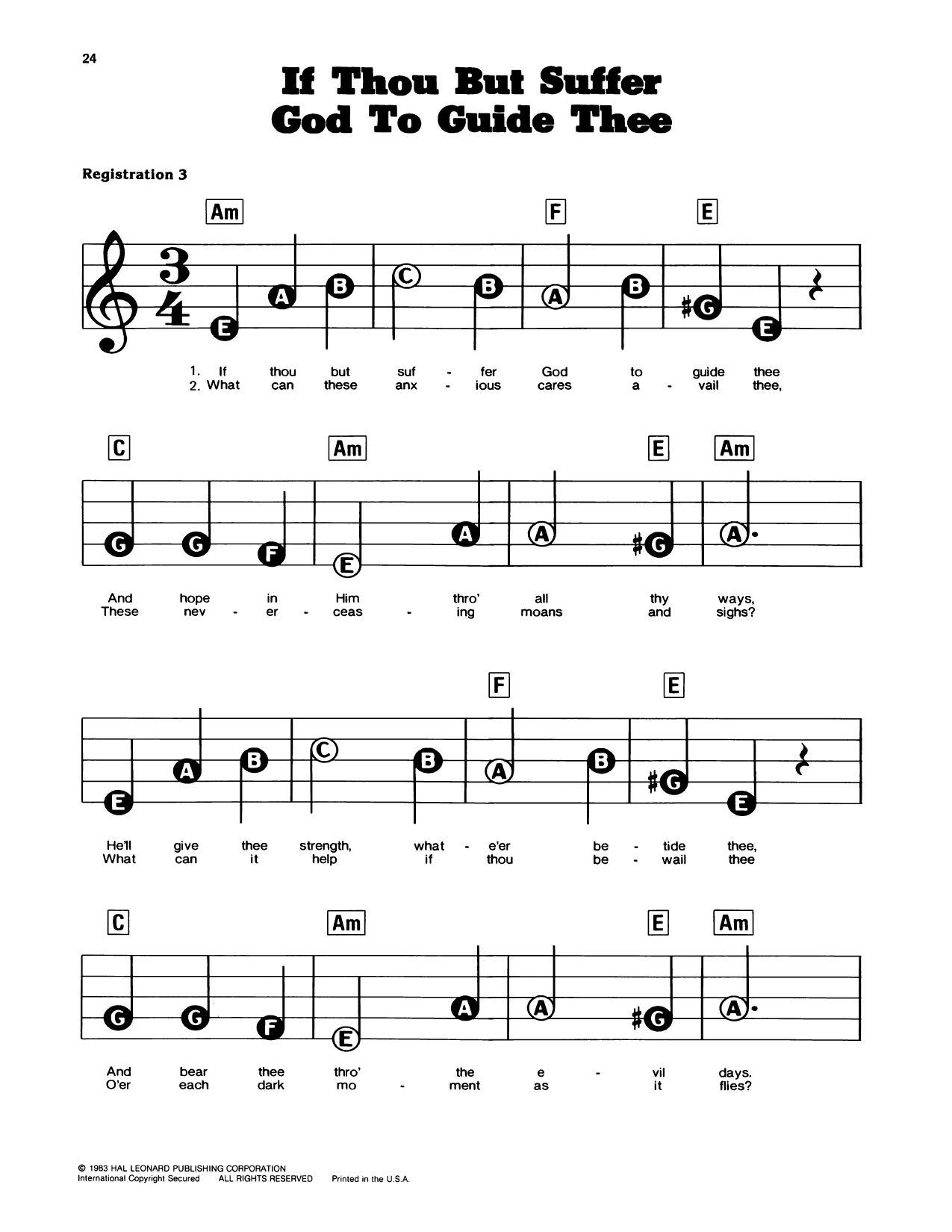 If Thou But Suffer (God To Guide Thee): E-Z Play Today